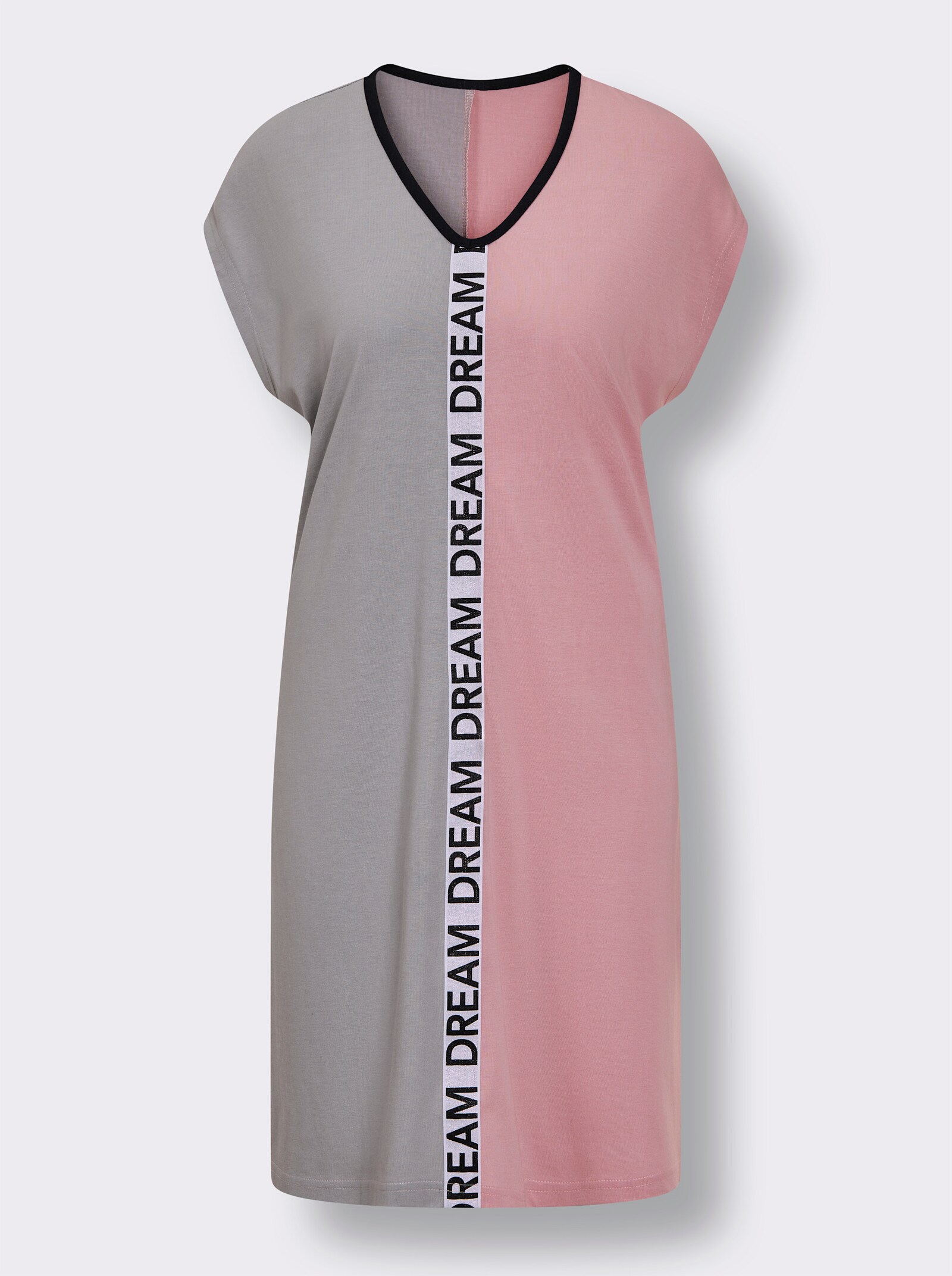 wäschepur Slaapshirt met glitterband - steengrijs/hortensie