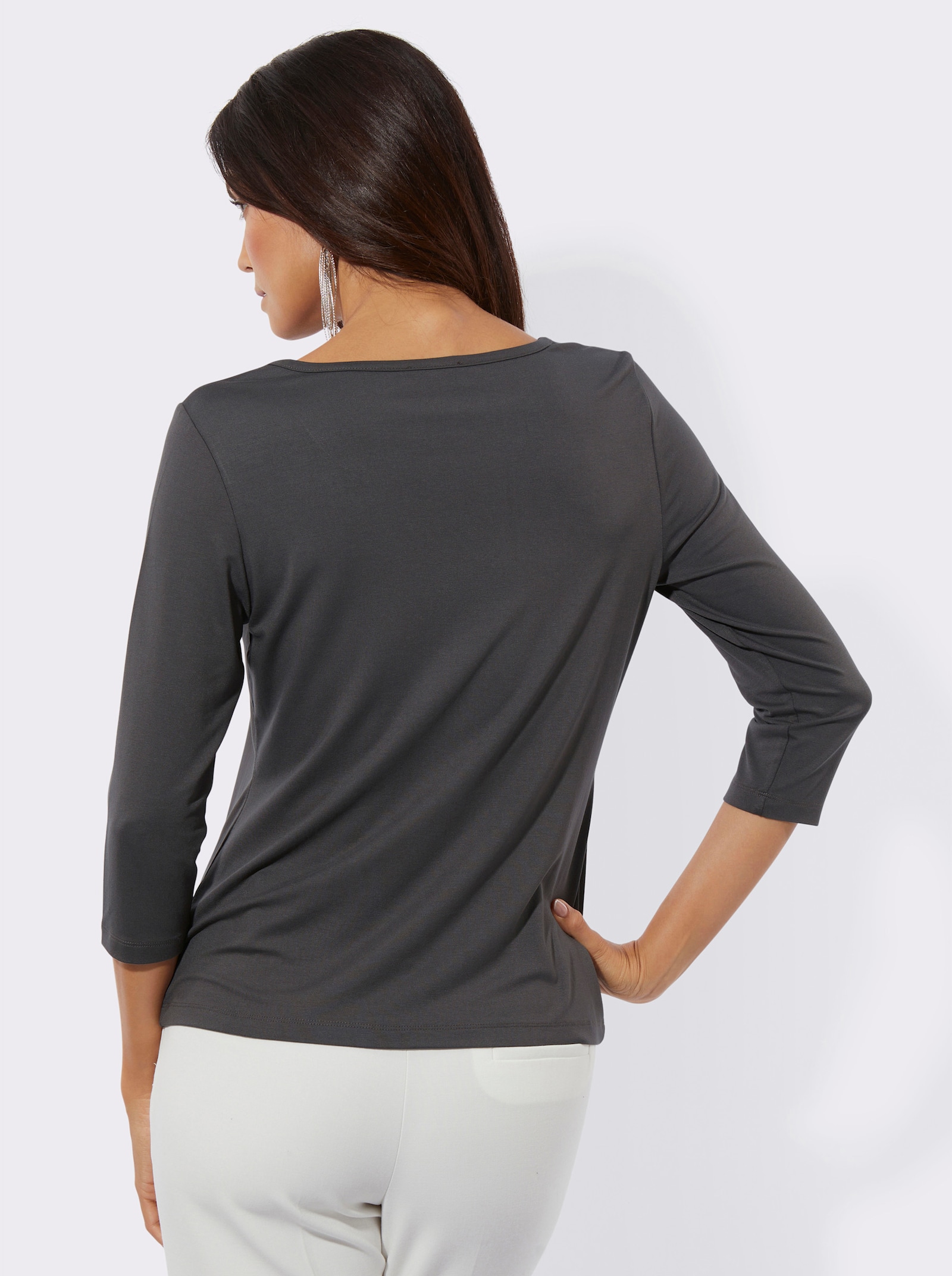 3/4-Arm-Shirt mit Zierkette - graphit