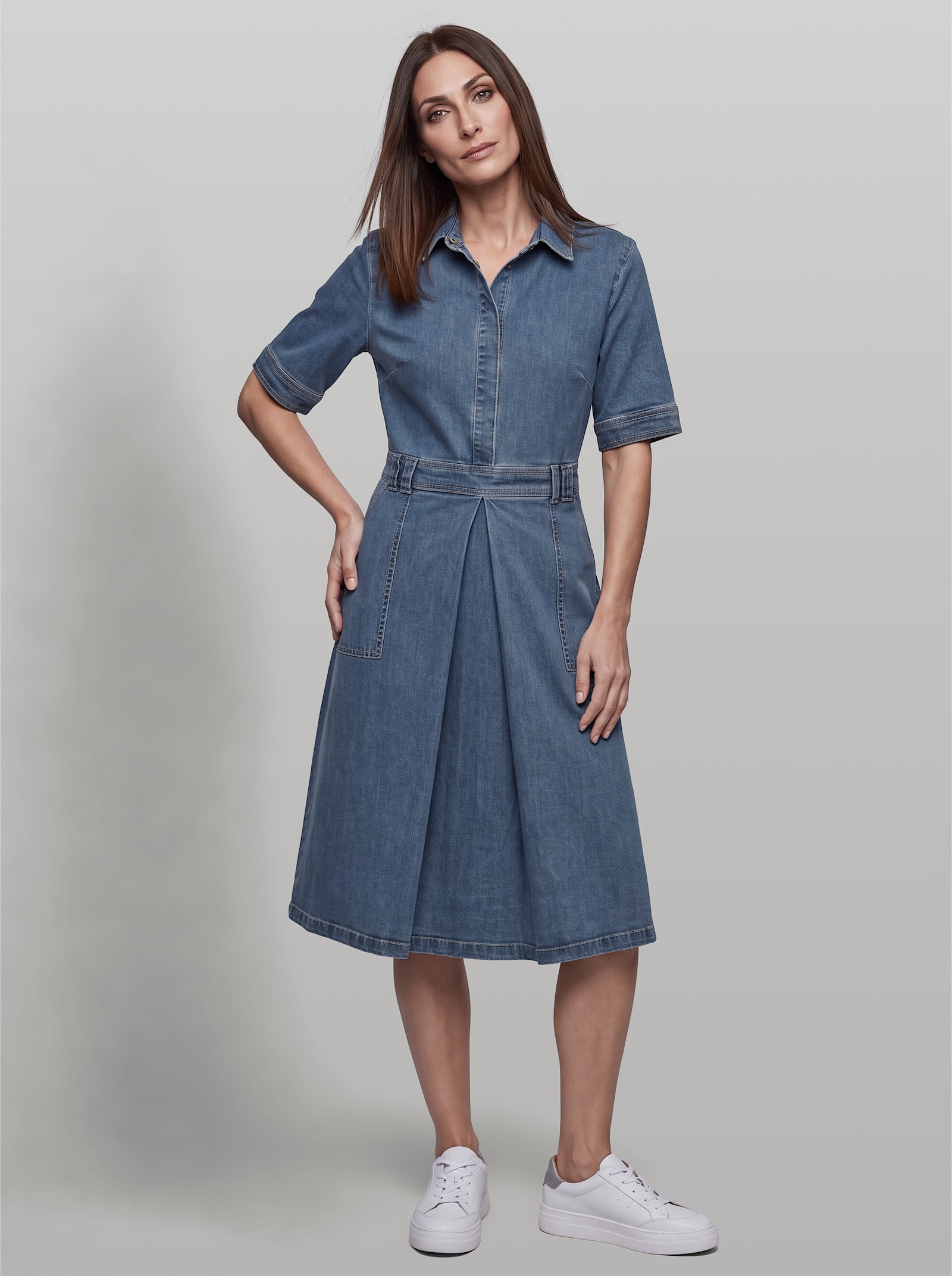 heine Hemdblusenkleid mit Kellerfalte - blue-bleached