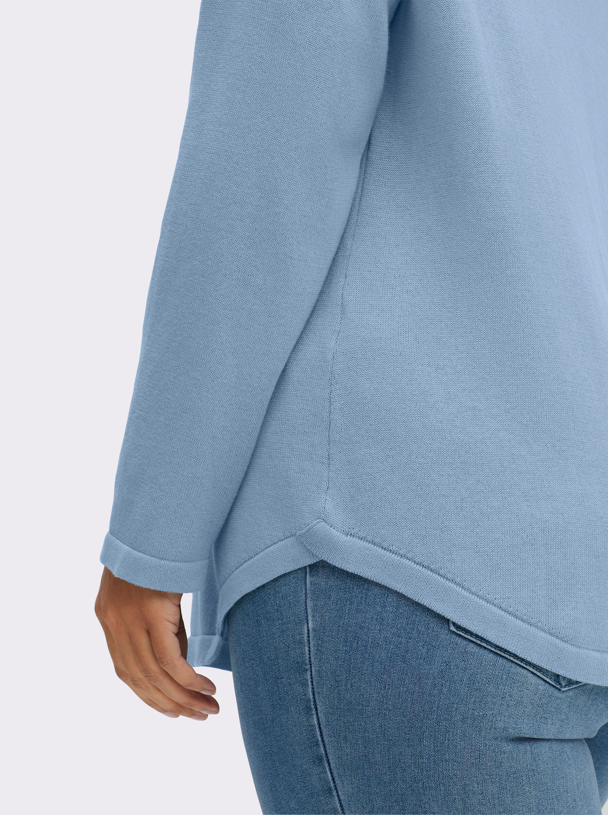 Rundhalspullover mit U-Boot-Ausschnitt - eisblau