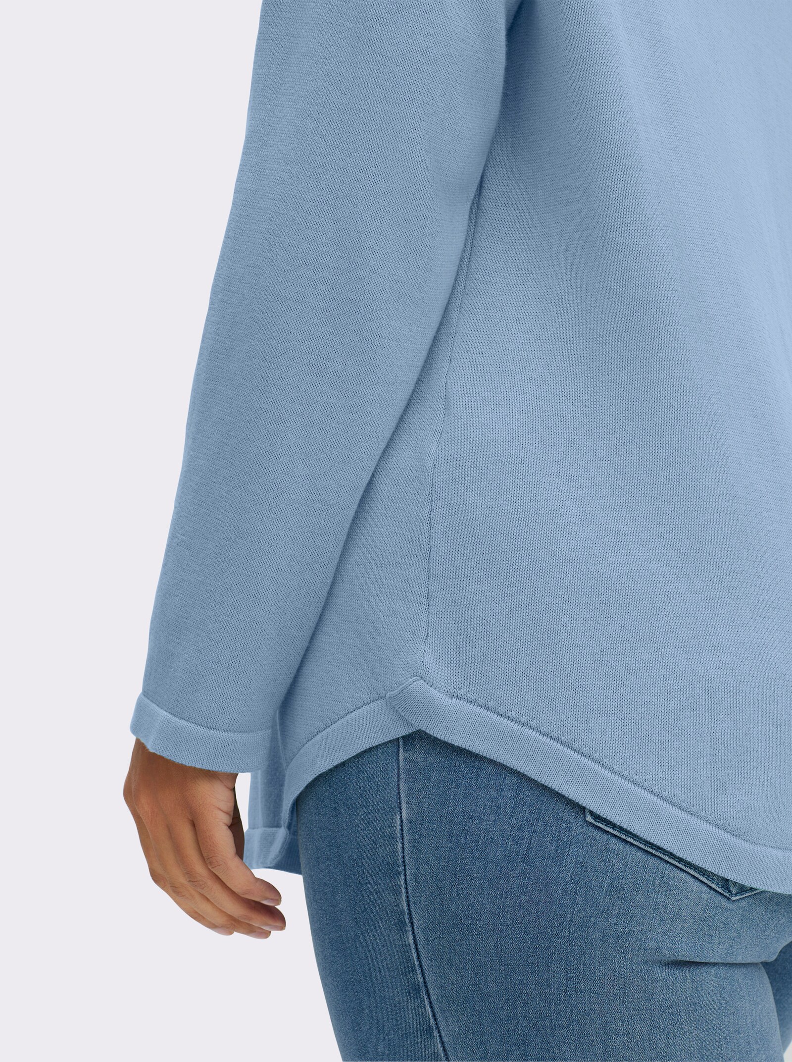 Rundhalspullover mit U-Boot-Ausschnitt - eisblau
