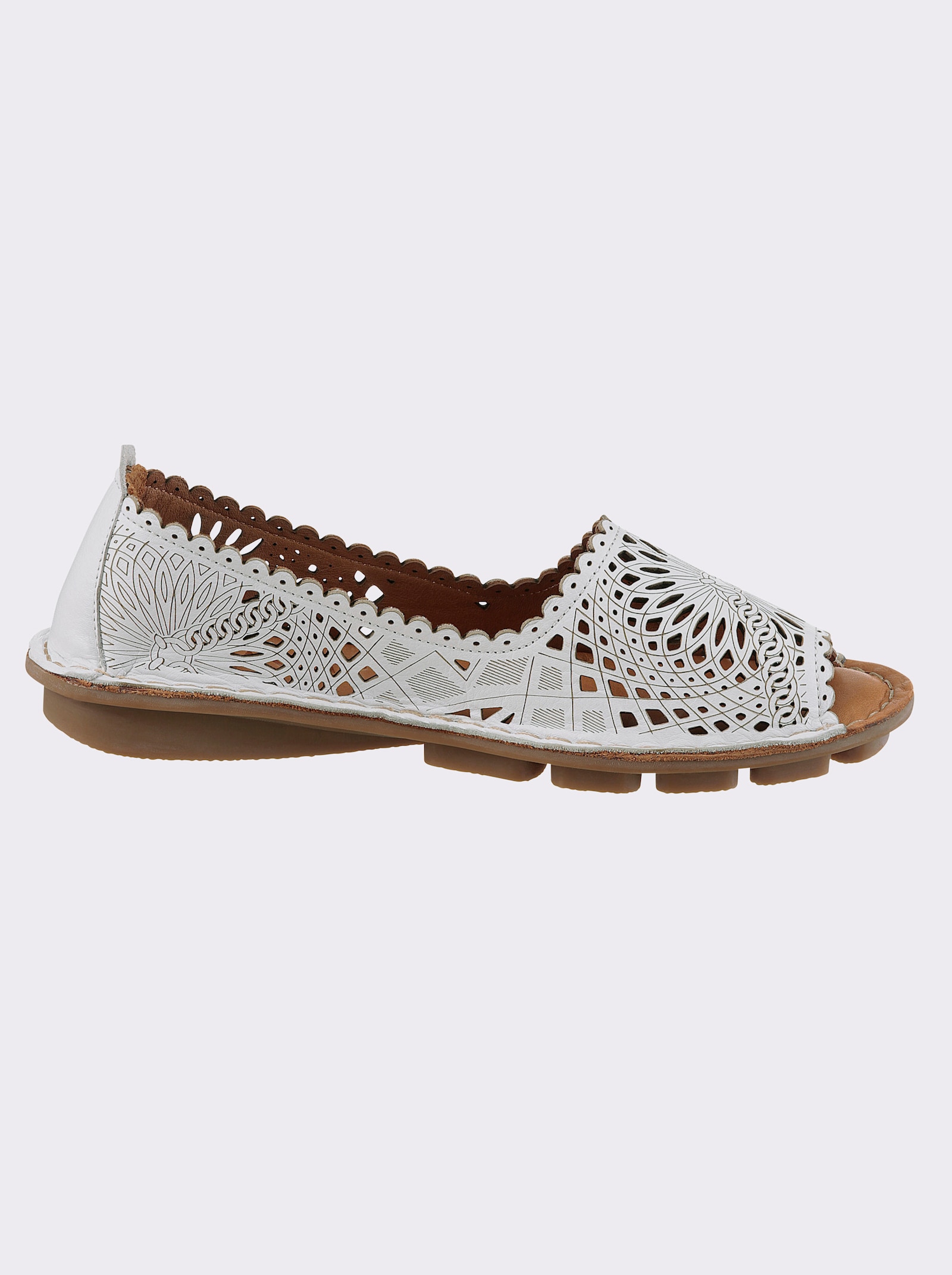 Gemini Slipper zehenoffen, mit Lochmuster - weiss