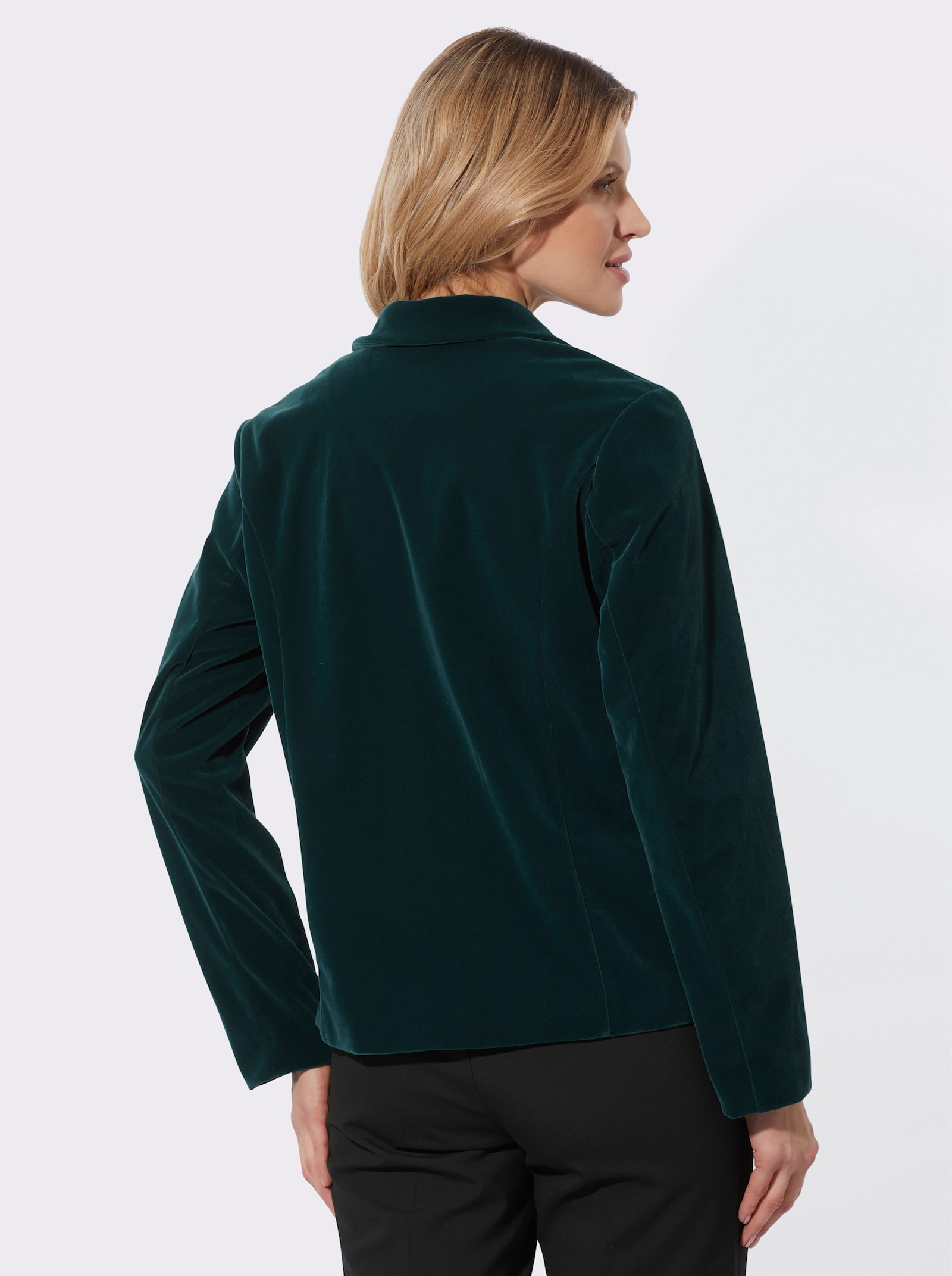 Samtblazer mit Reverskragen - petrol