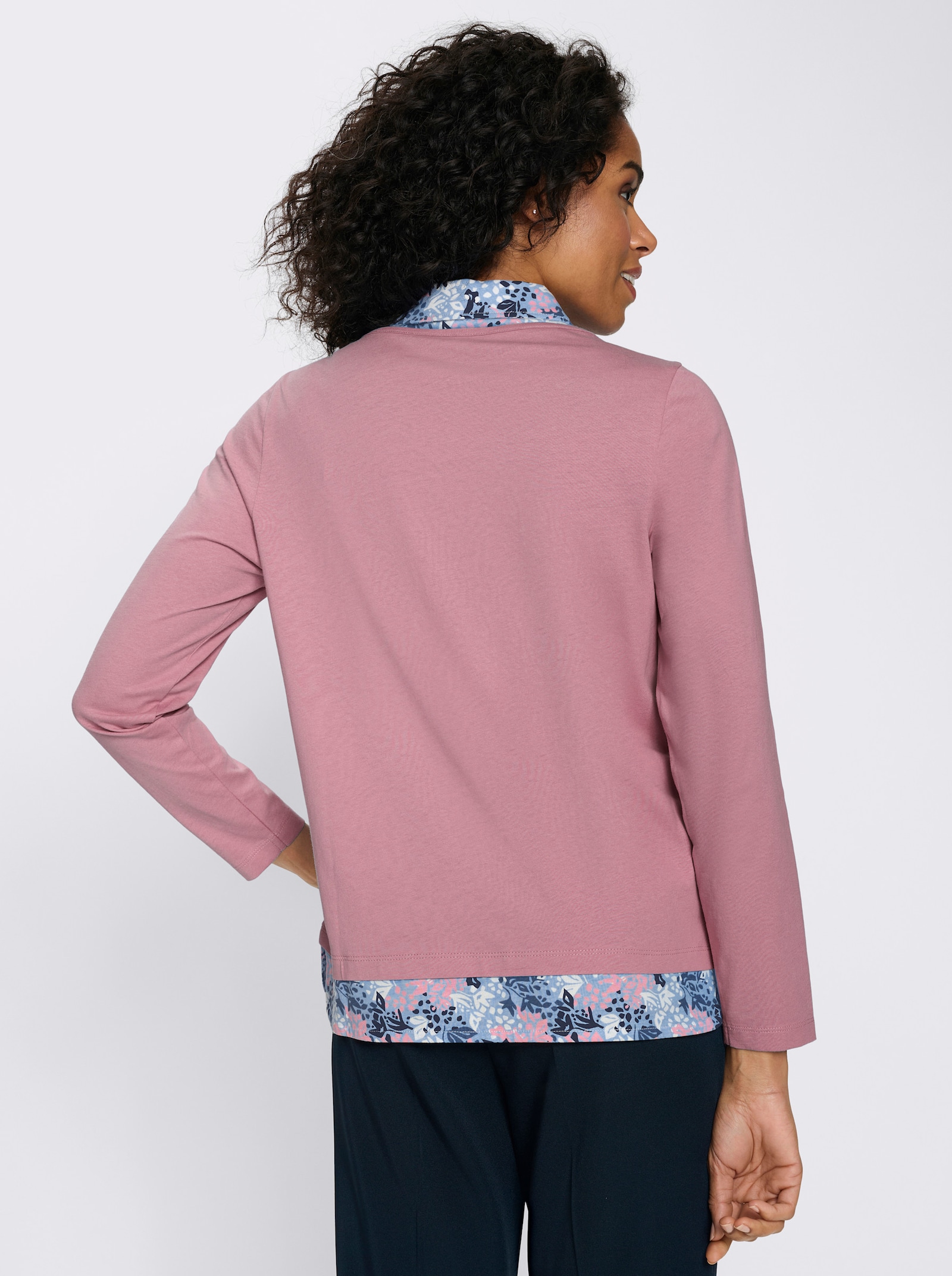 2-i-1-topp med infällningar i blommönster - gammalrosa