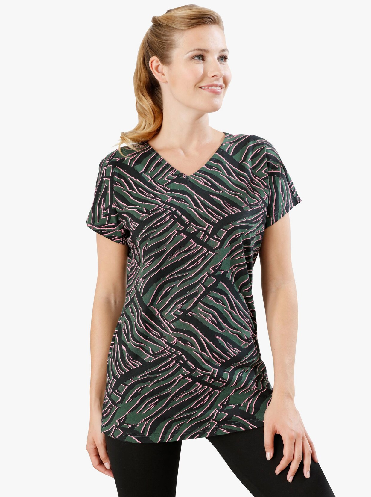 Lang shirt - mos/zwart