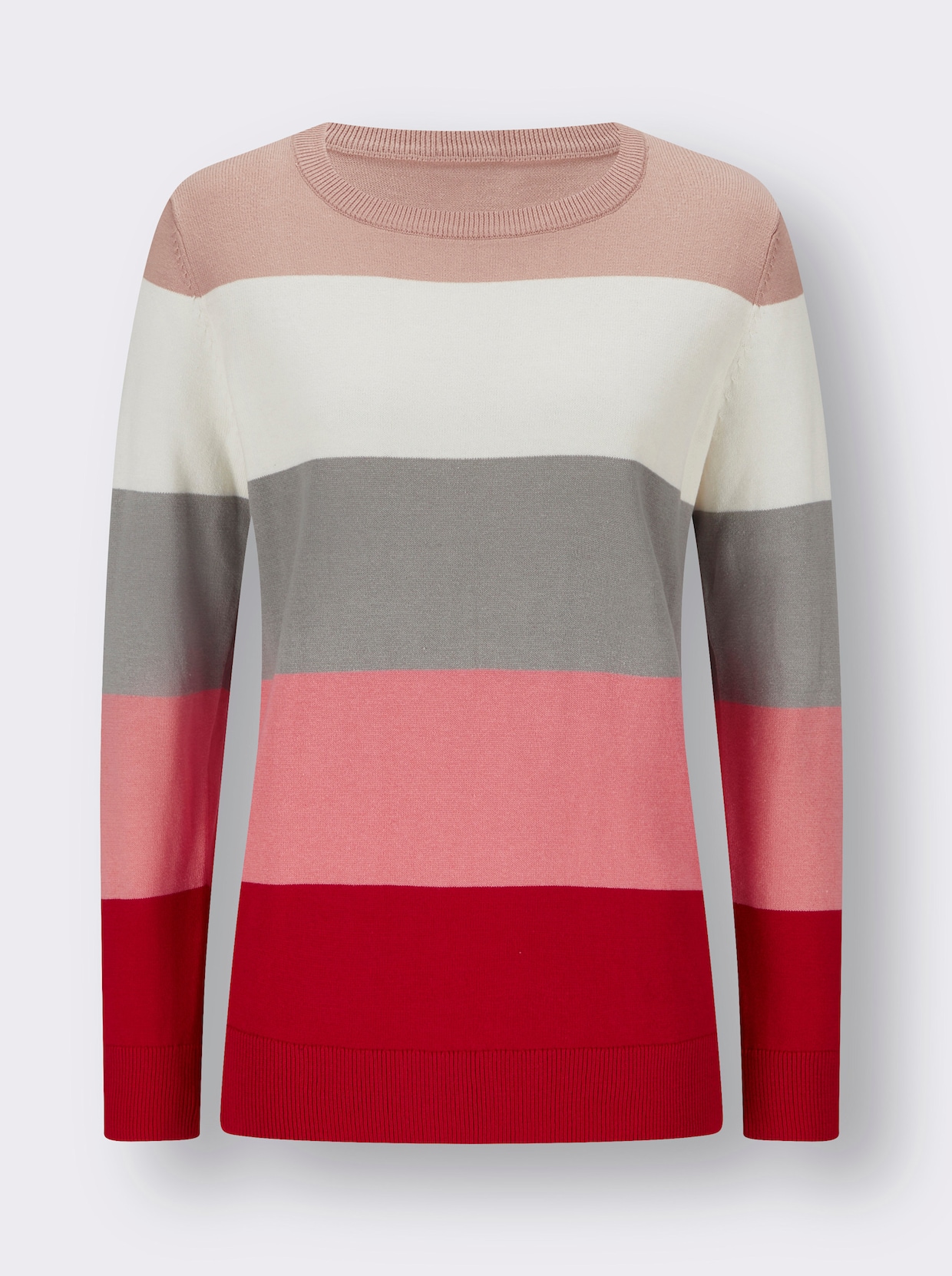 Pullover met lange mouwen - ecru/rood gestreept