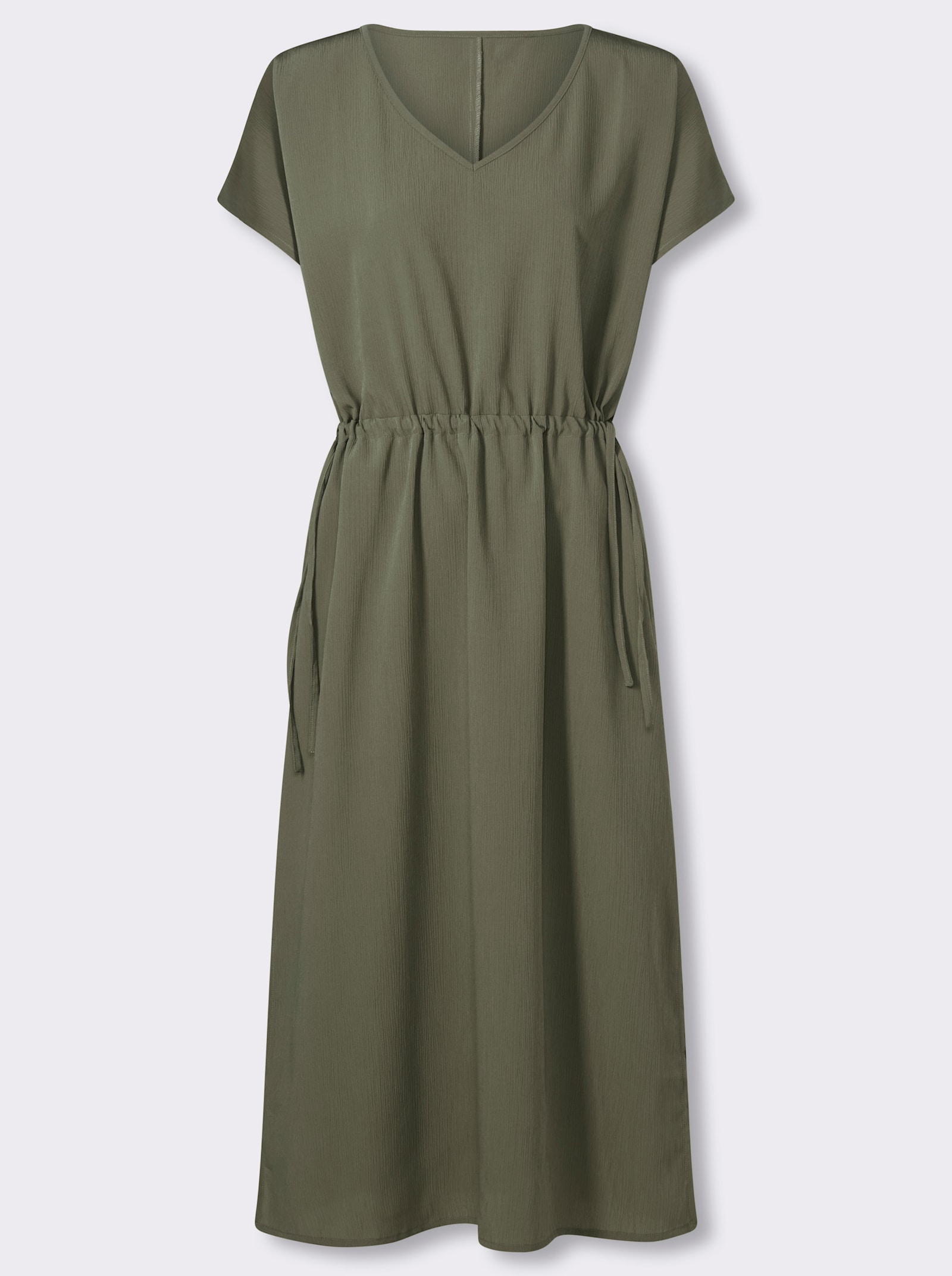 Sommerkleid mit Tunnelzug in der Taille - khaki