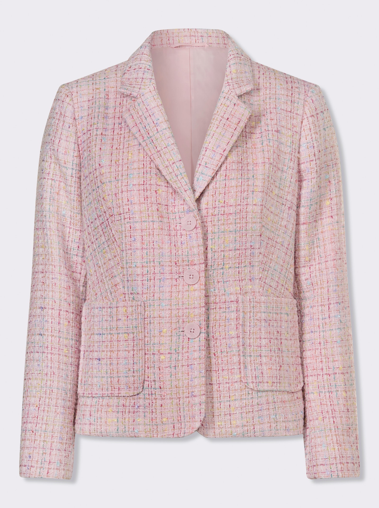 Bouclé-Blazer mit Futter - hellrosé-gemustert