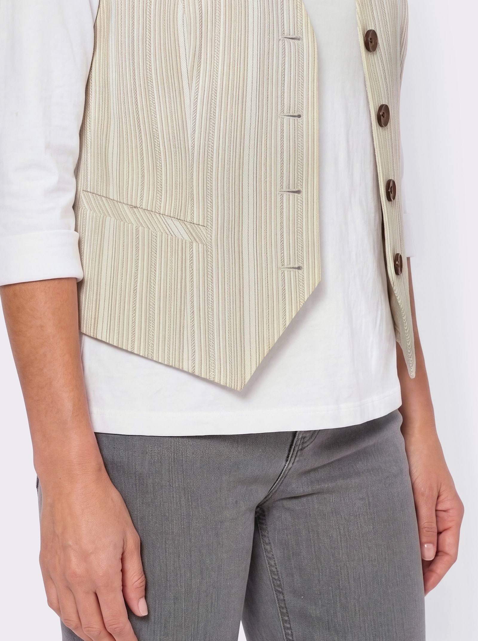 Weste mit Jacquard-Streifenmuster - champagner-sesam-gestreift