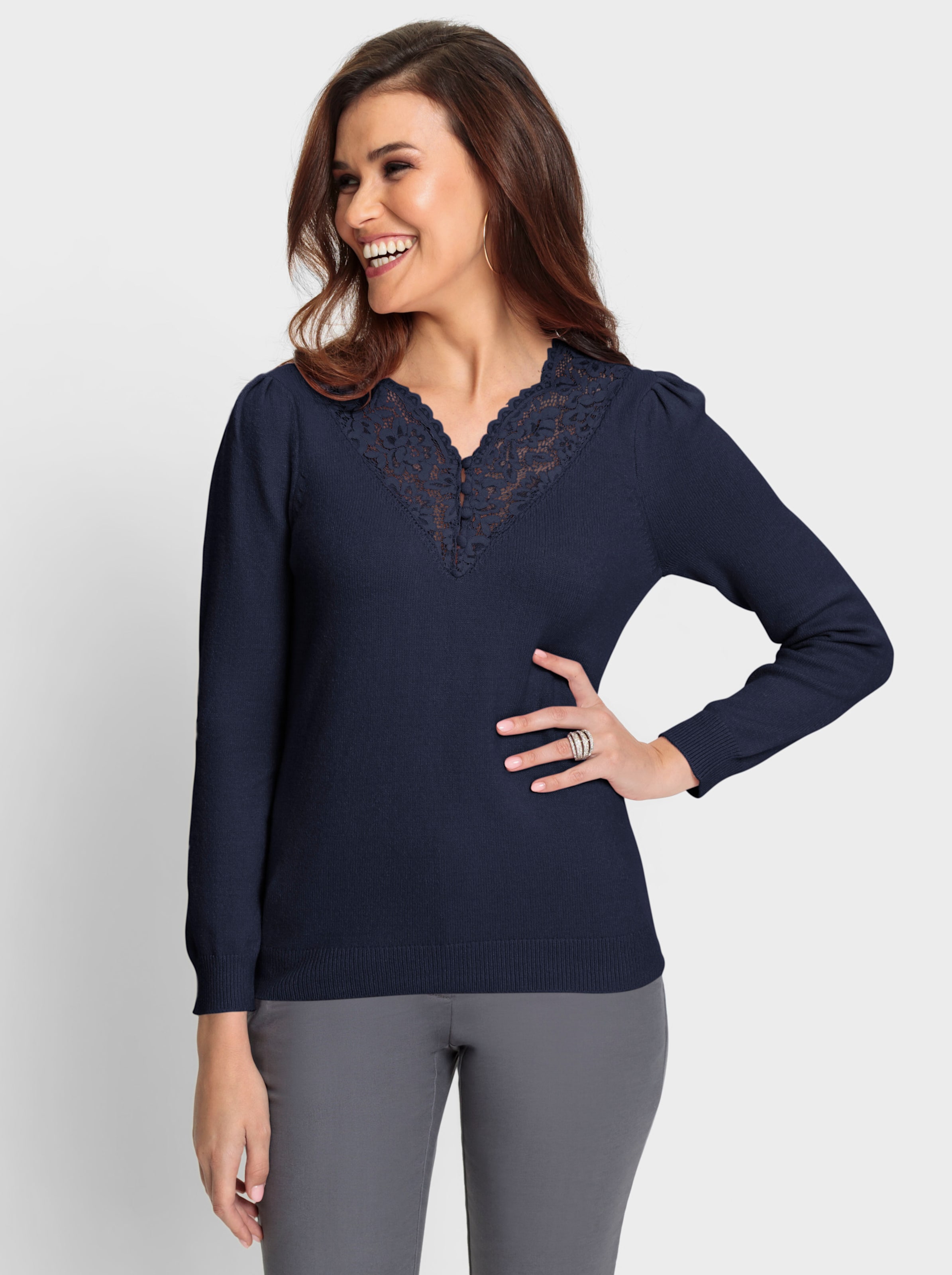 Pullover met lange mouwen van chenillegaren in groen | Your Look... for