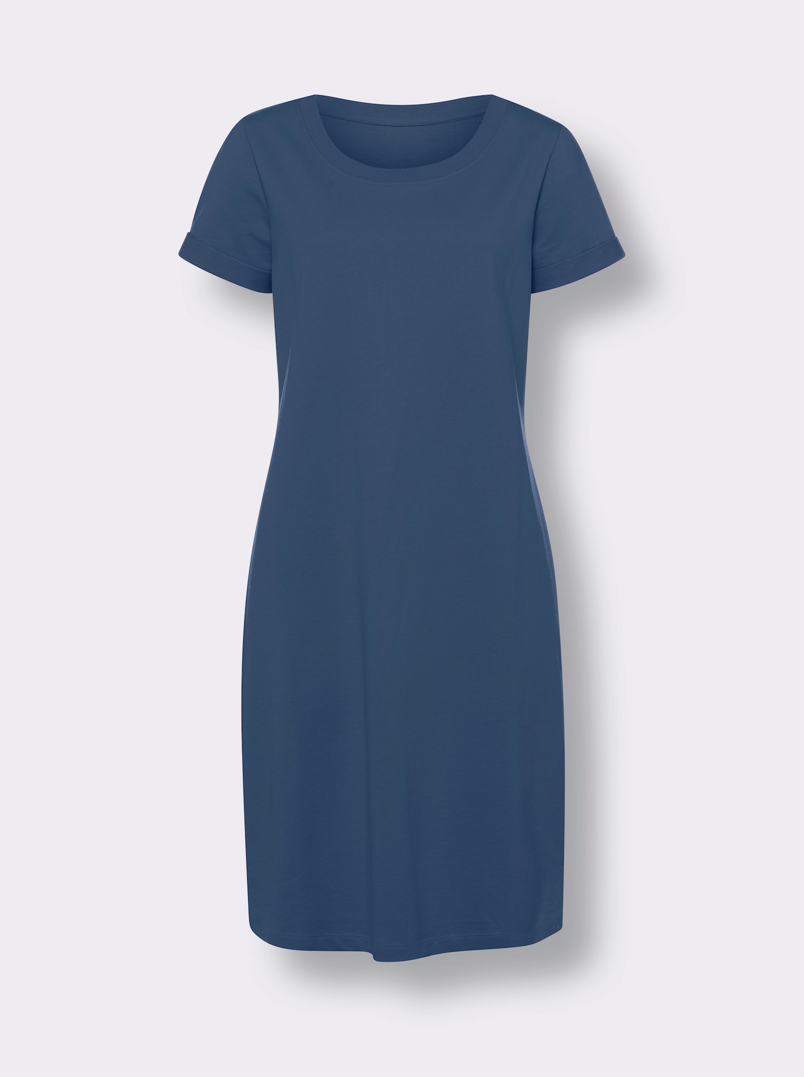 Sweatkleid mit Ärmelaufschlag - jeansblau