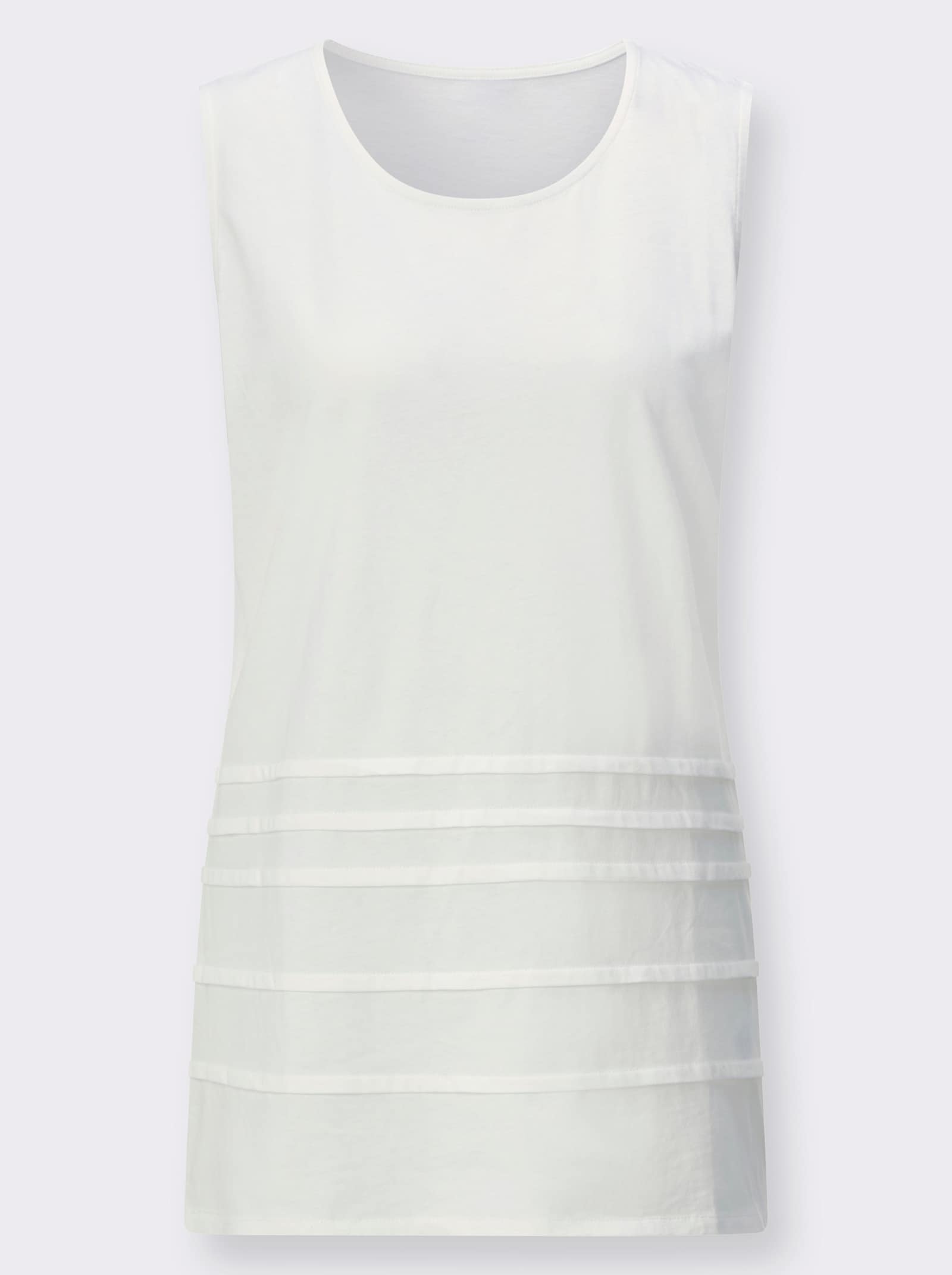 Långärmad topp med dekorsömmar - gräddvit