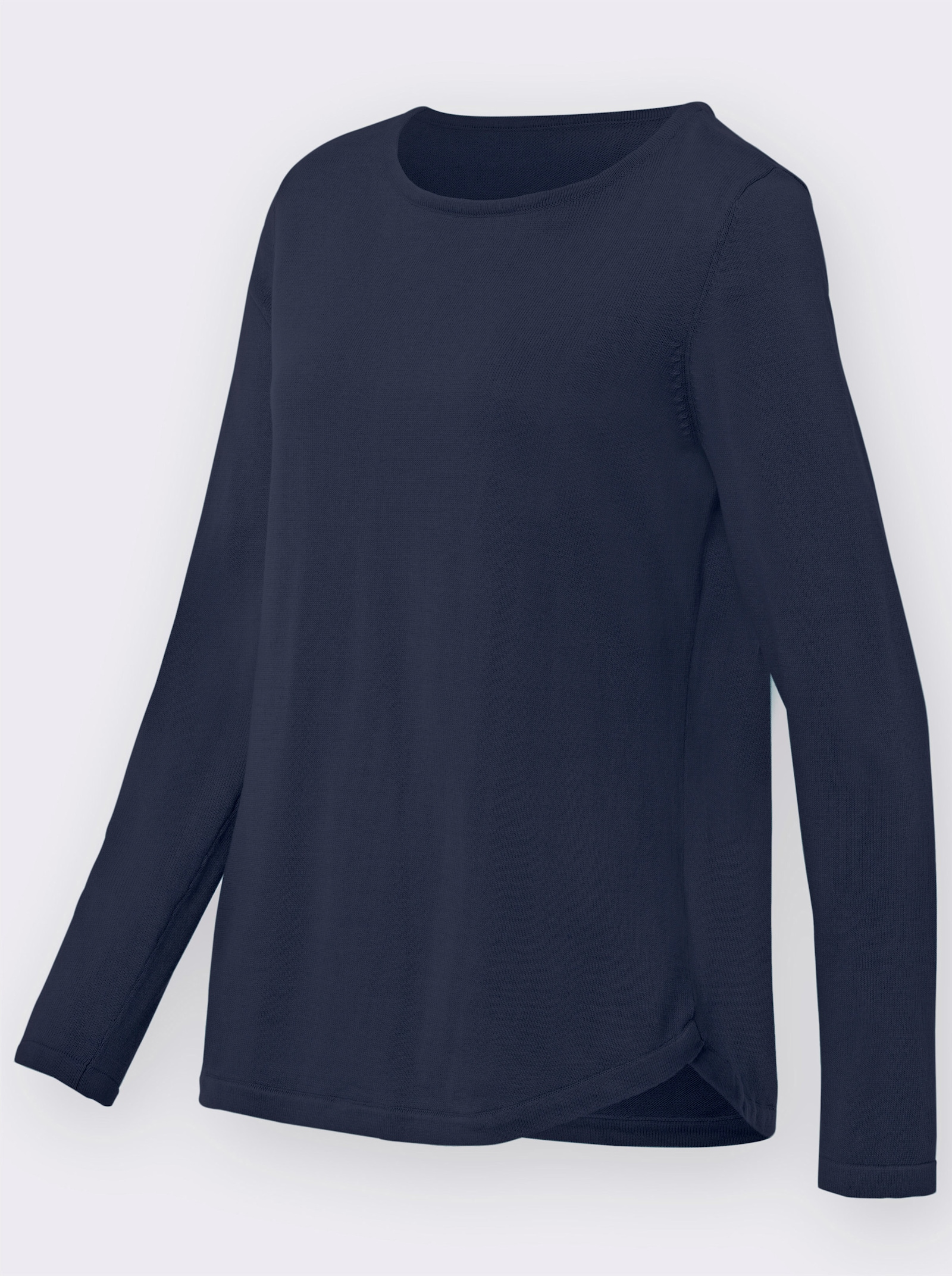 Katoenen pullover met overlappende zoom - marine