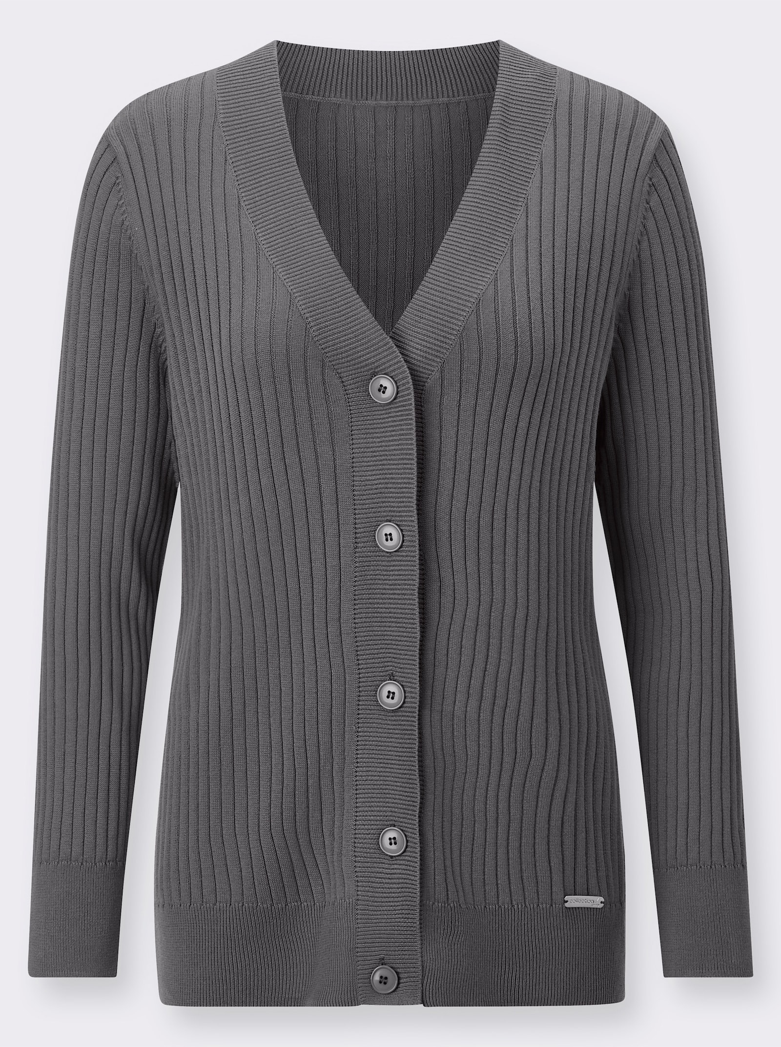 Strickjacke in Ripp-Optik - anthrazit