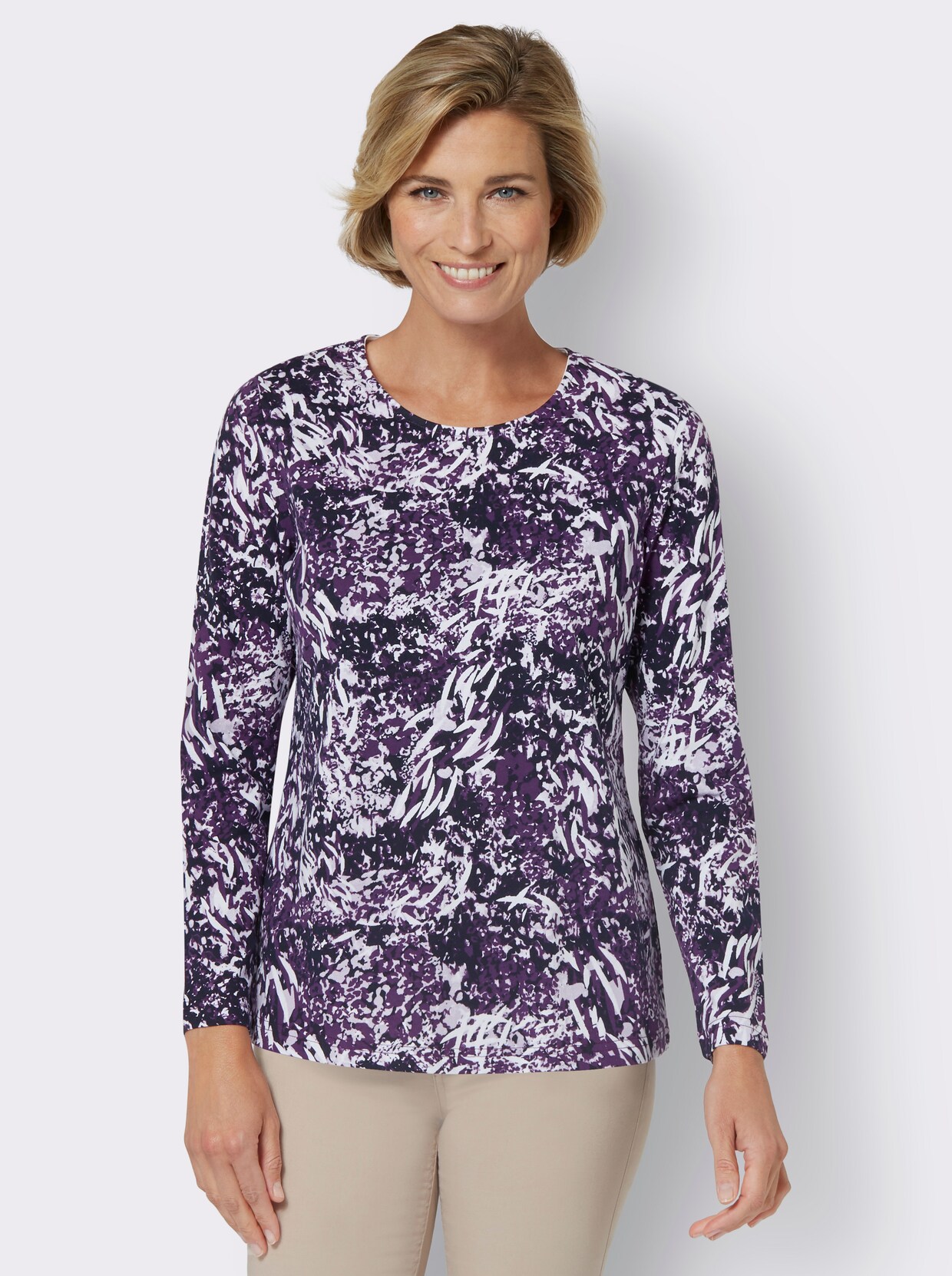 Shirt met lange mouwen - marine gedessineerd