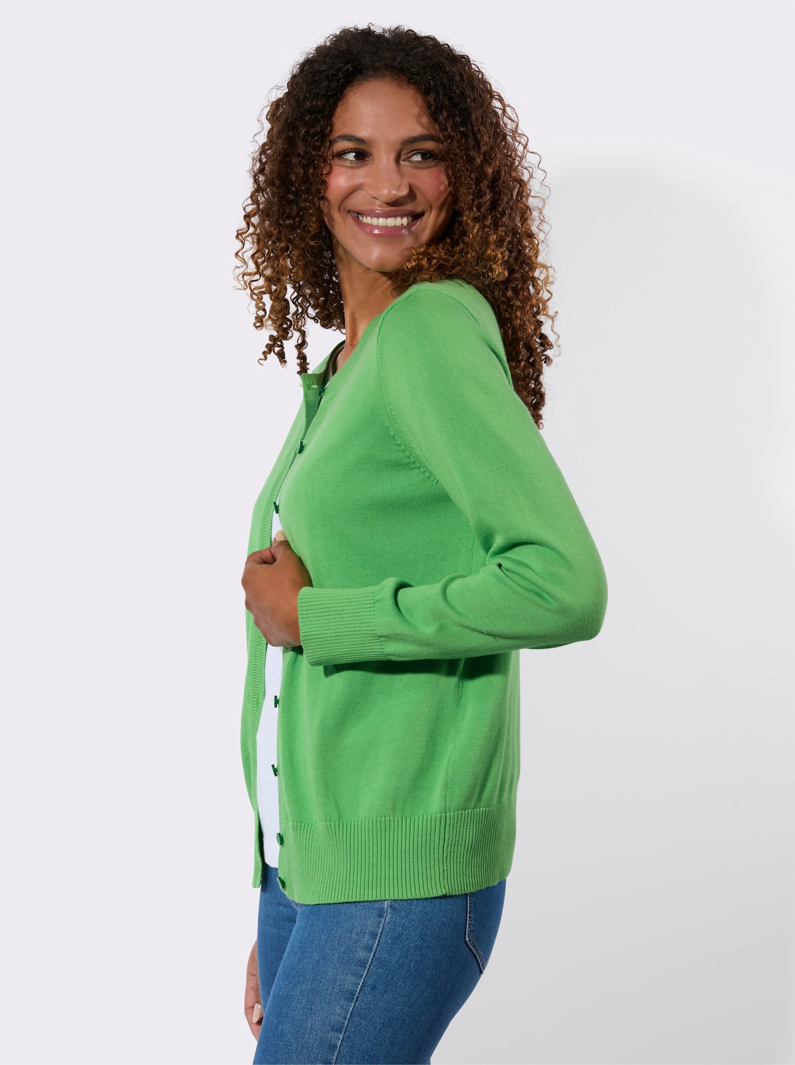 Cardigan met ribboorden - appel