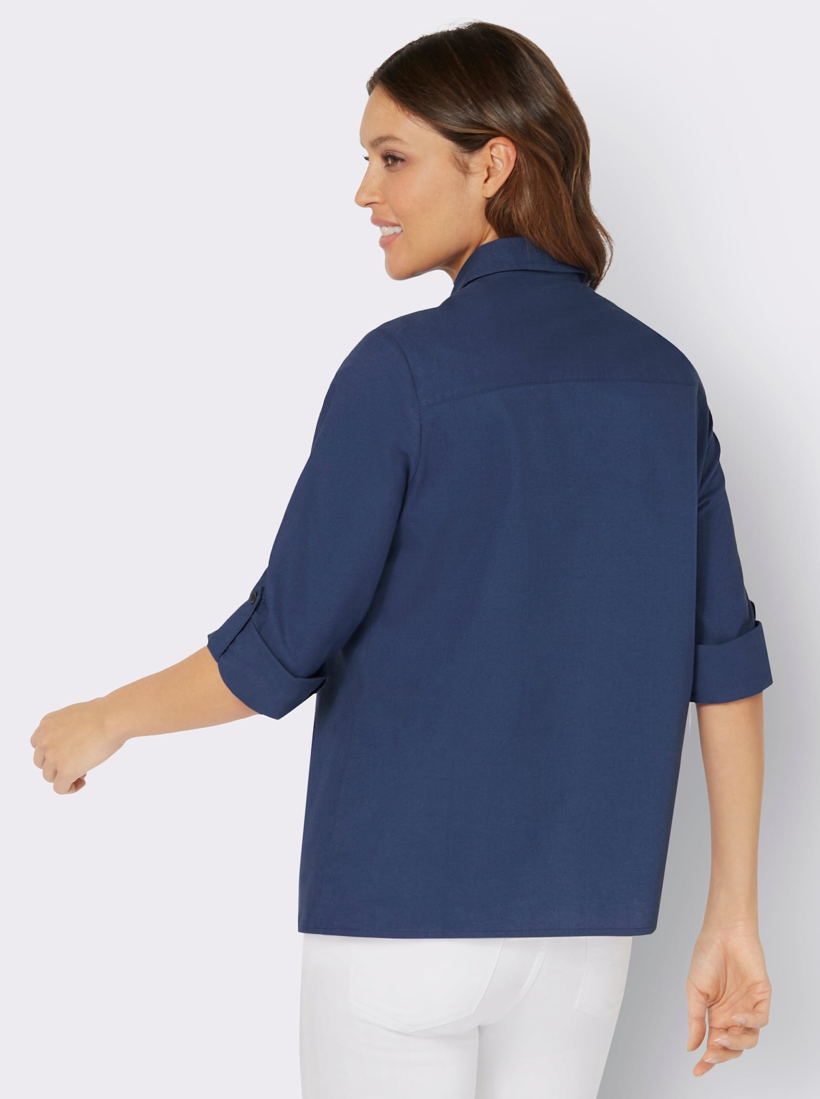 Košilová halenka z kordu - džínová modrá