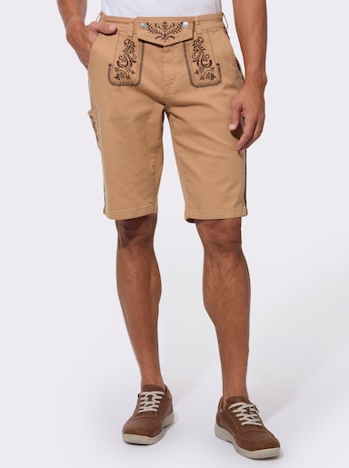 Trachtenhose mit Kontrast-Stickerei - camel