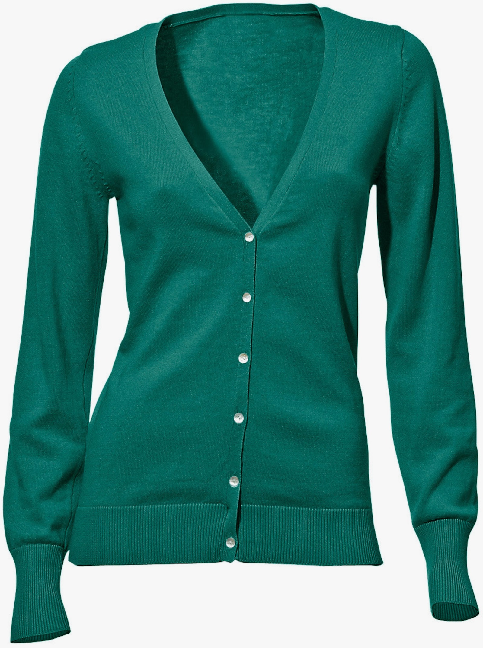 heine Veste en tricot fin style cardigan - émeraude