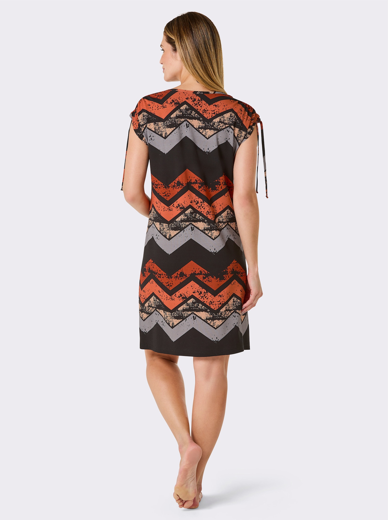 feel good Sommerkleid - schwarz-papaya-bedruckt