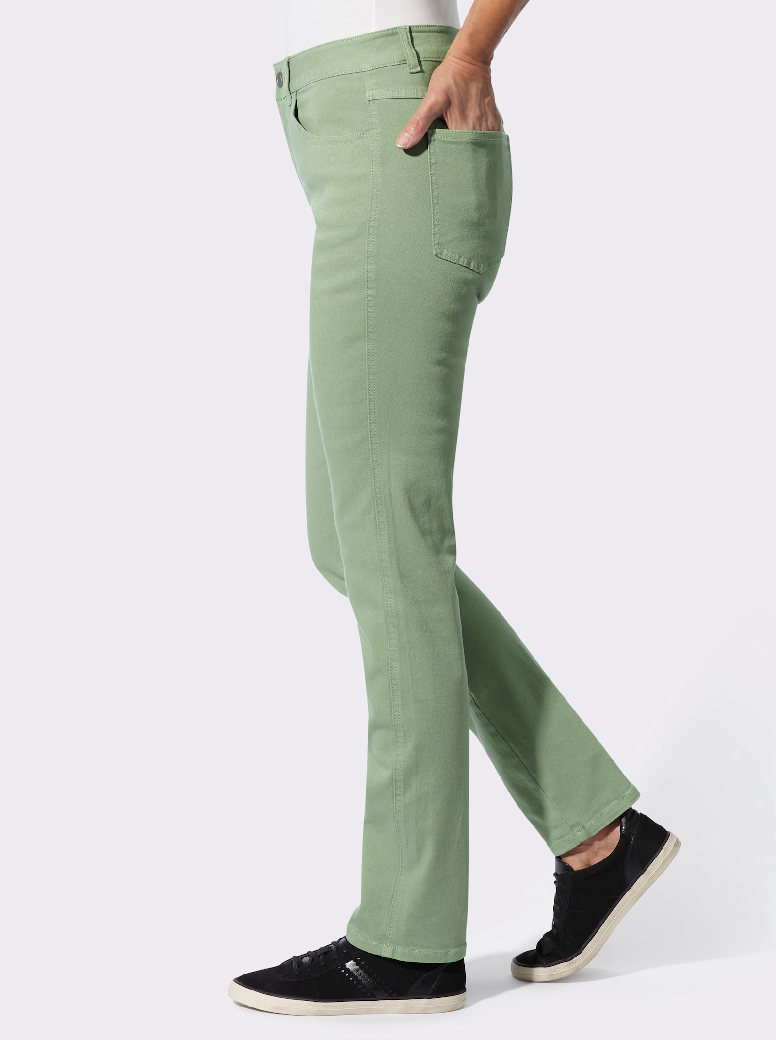 Röhrenjeans in Twill-Qualität - eucalyptus