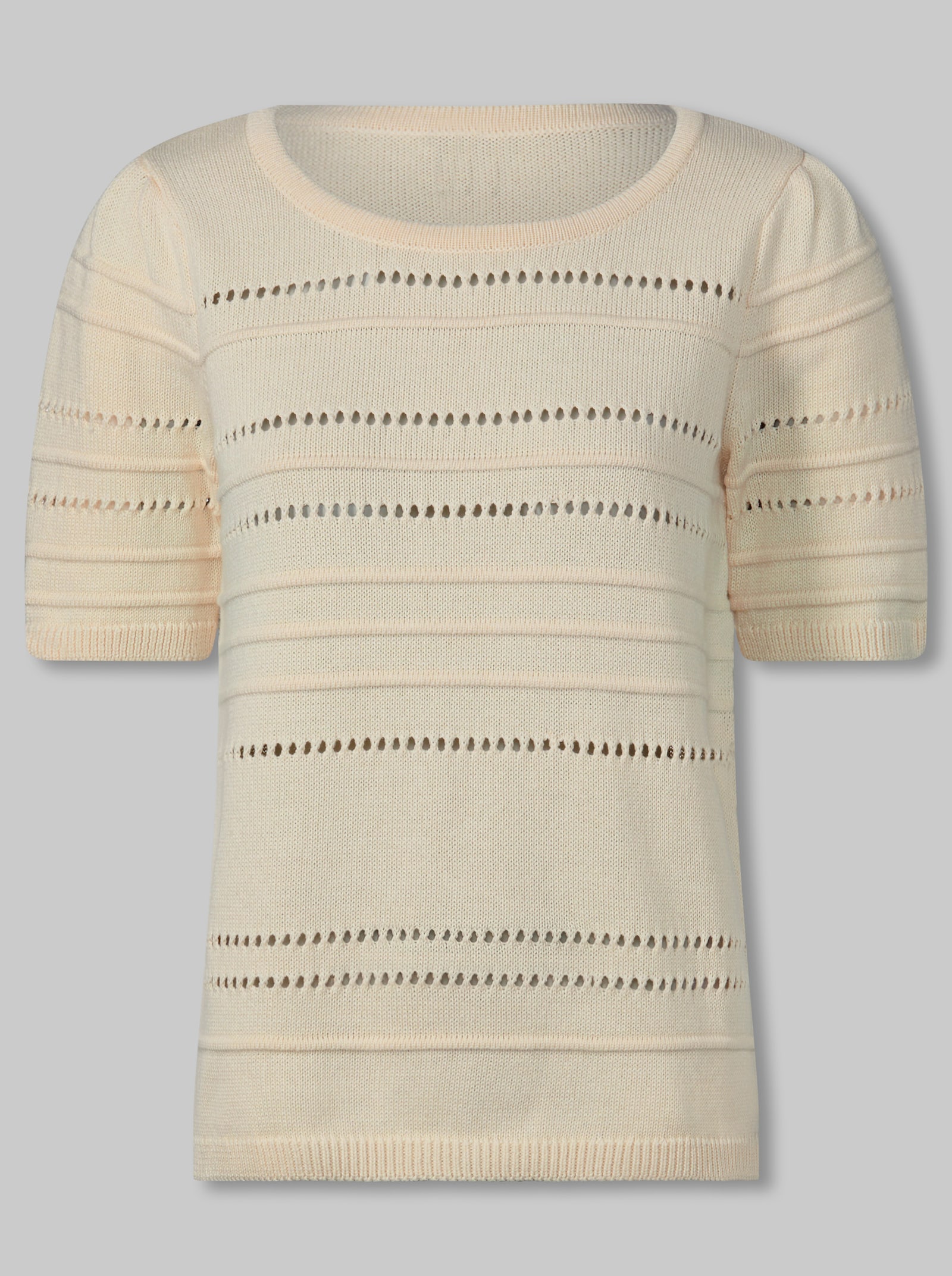 heine Kurzarmpullover mit Ajourstrick - champagner