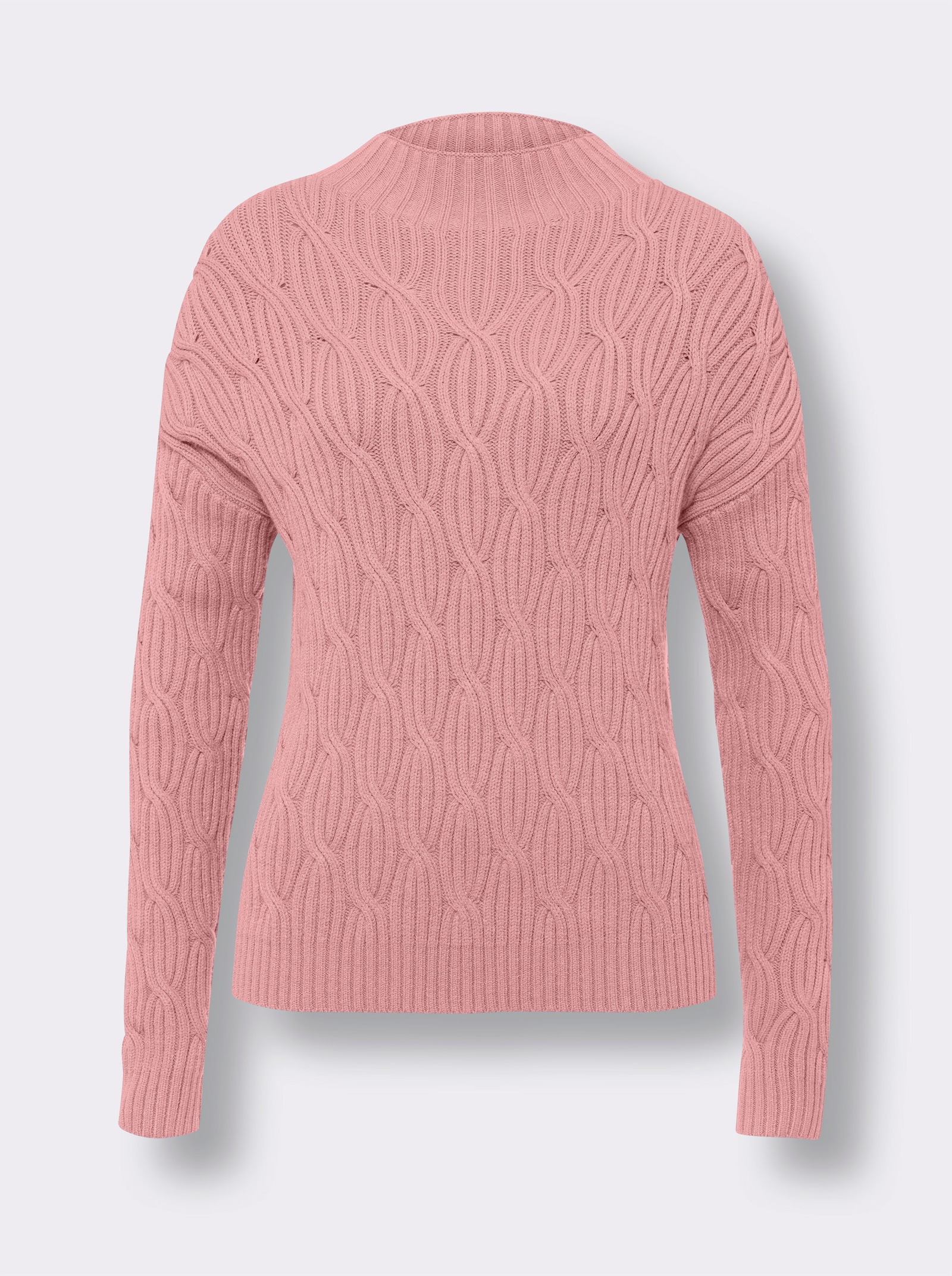 heine Pull à col montant avec motif torsadé, qualité ECOVERO - quartz rose