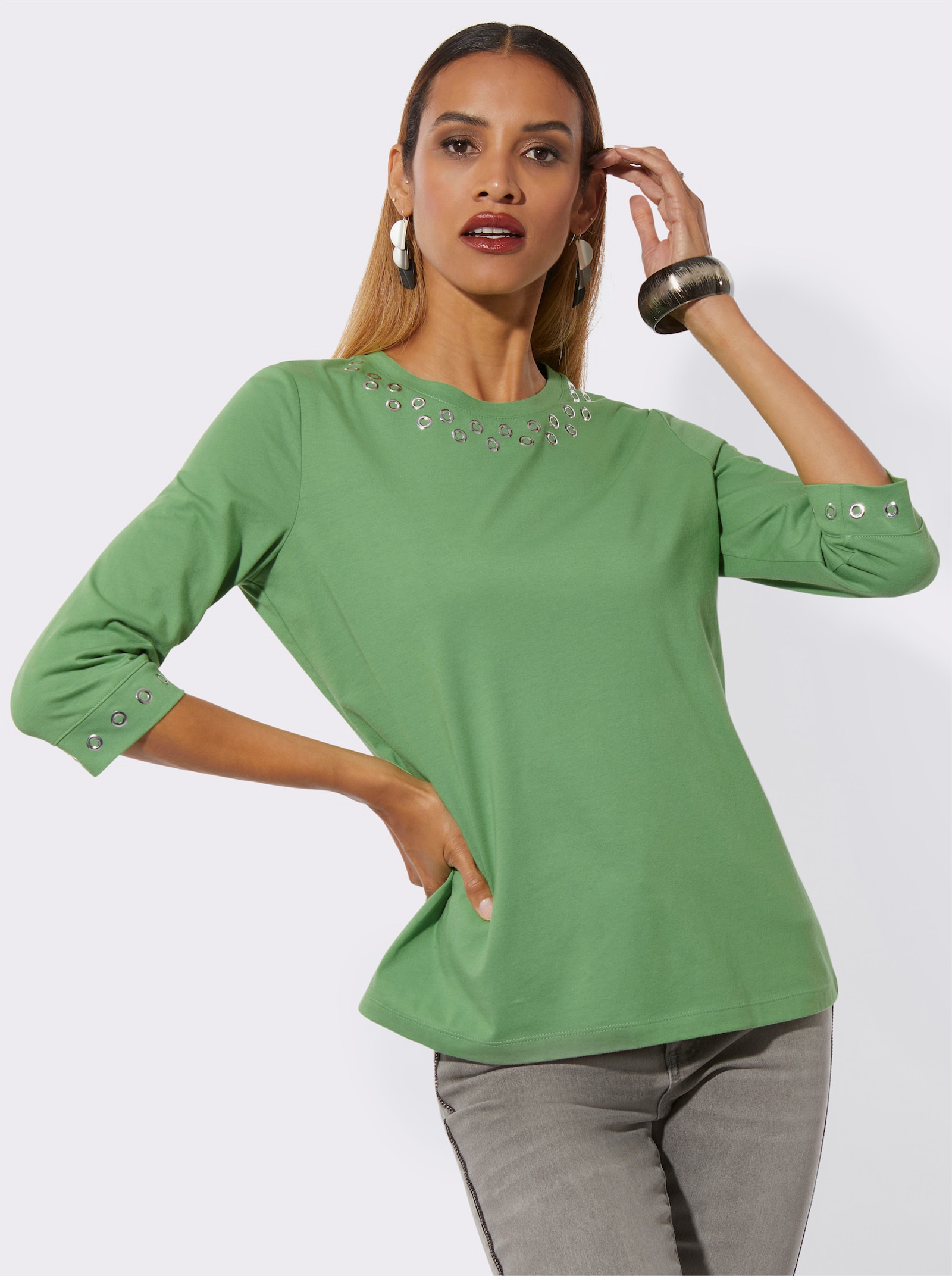 Rundhalsshirt aus reiner Baumwolle - apfel