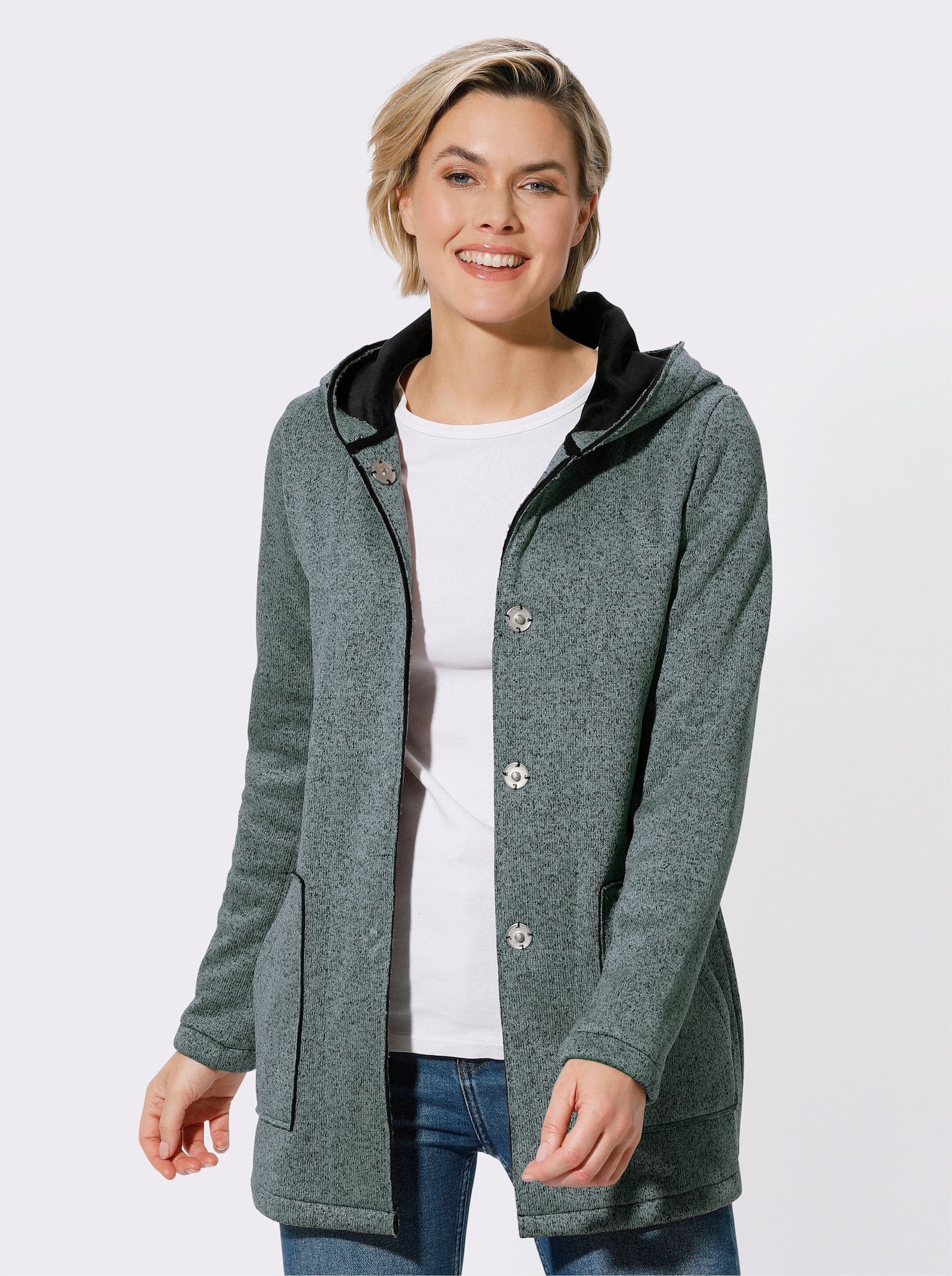 Übergangsjacke in Melange-Qualität - jade-meliert