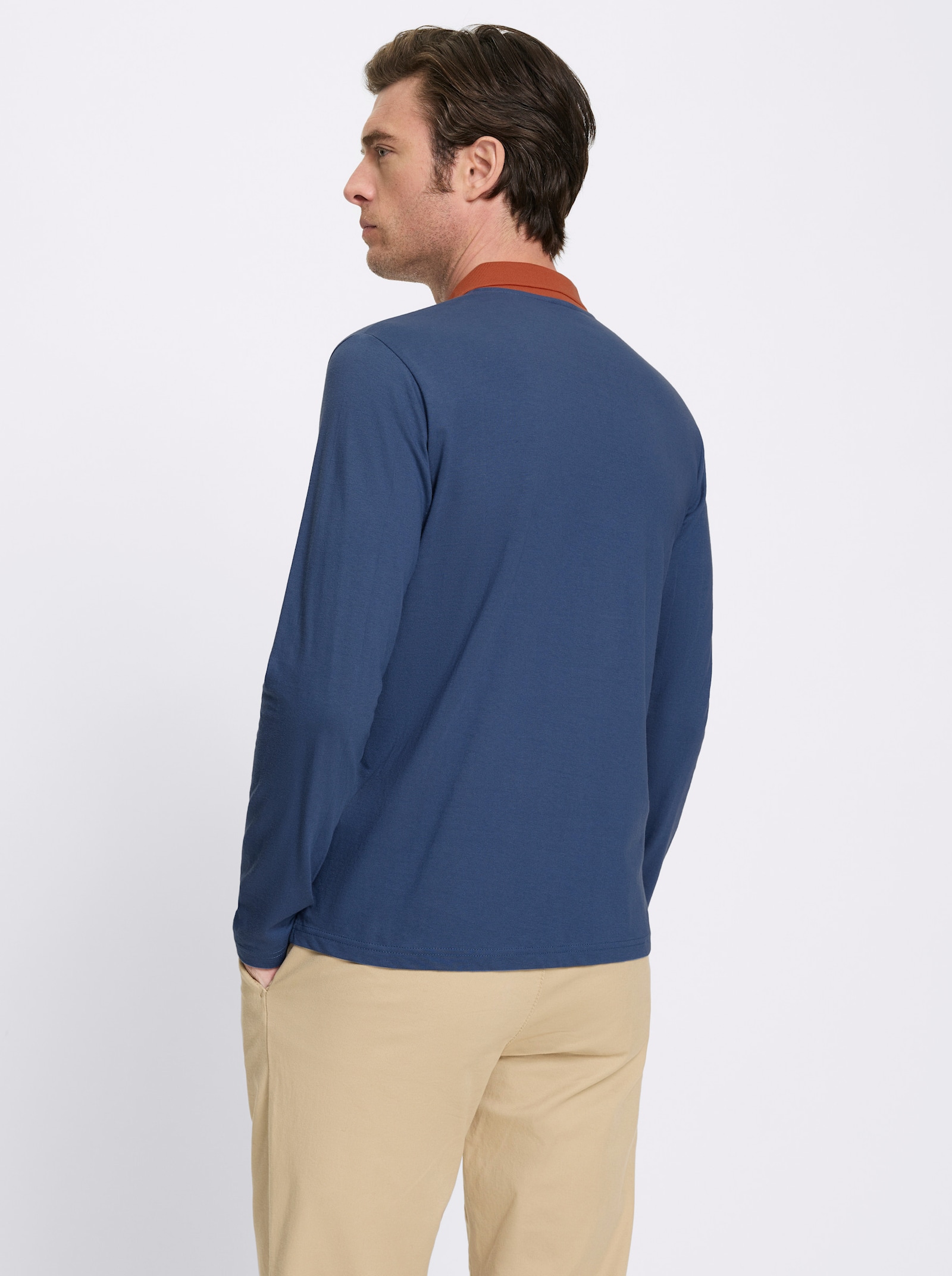 Catamaran Langarm-Poloshirt - jeansblau