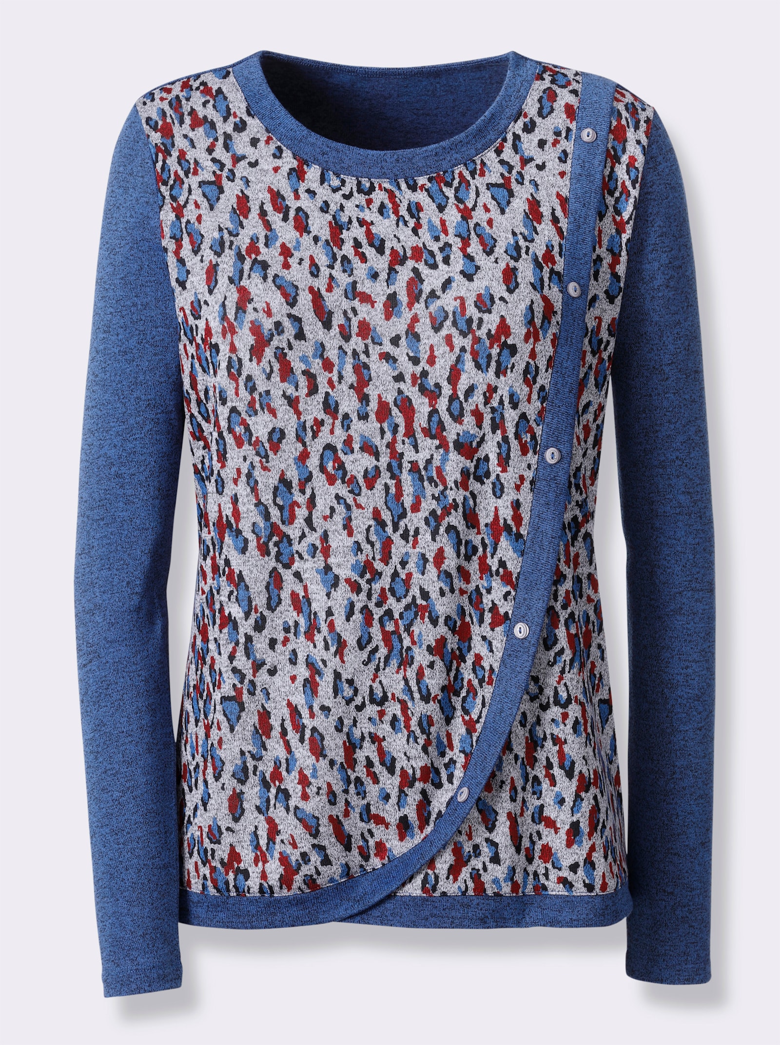 Langarmshirt - jeansblau-meliert