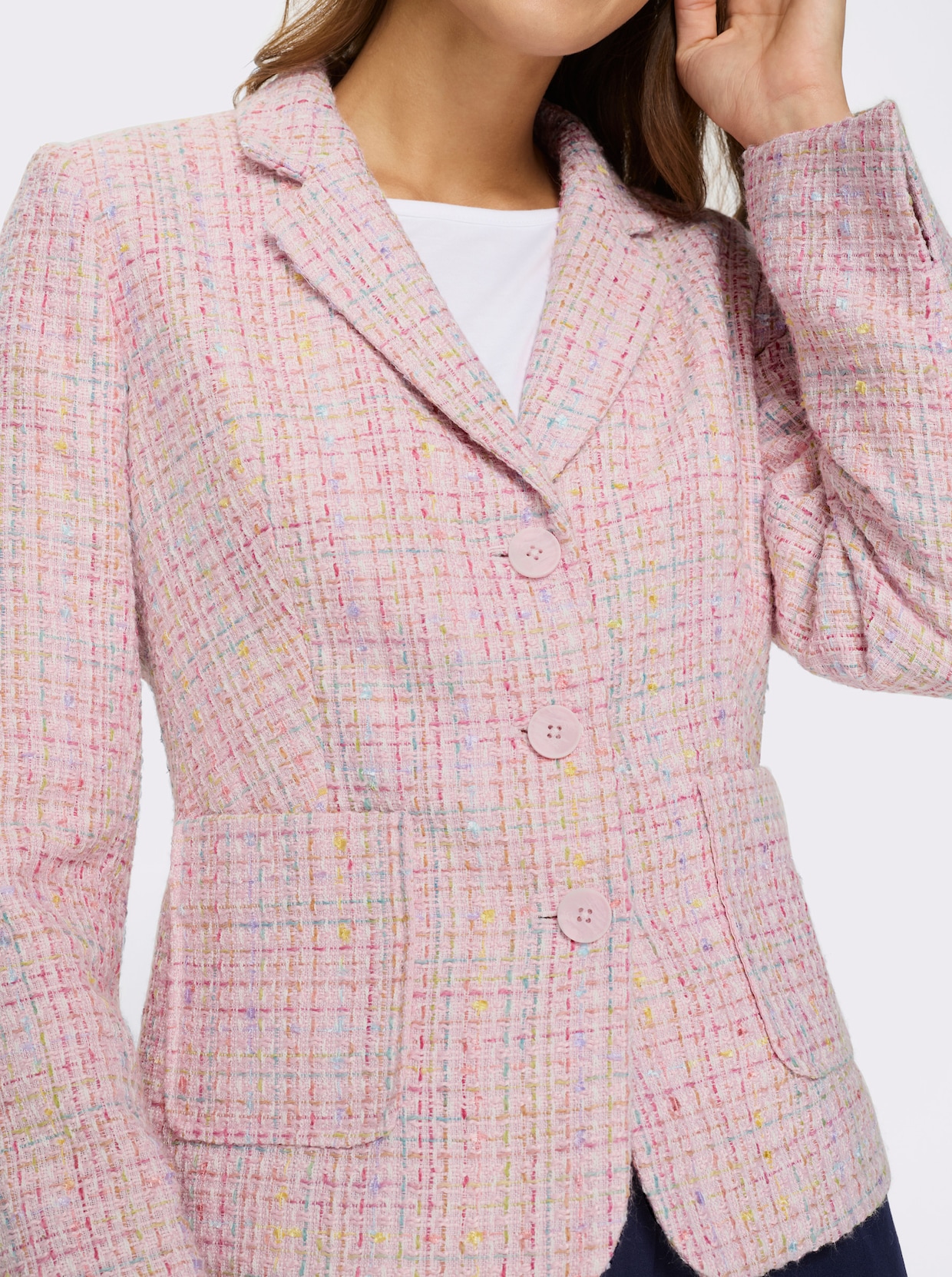 Bouclé-Blazer - hellrosé-gemustert