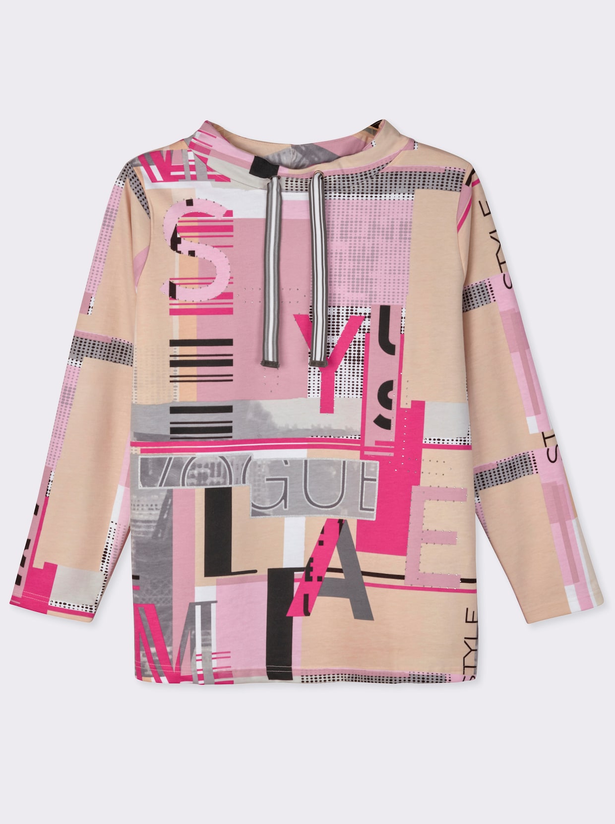 Sweatshirt mit Buchstaben-Print - fuchsia-ecru