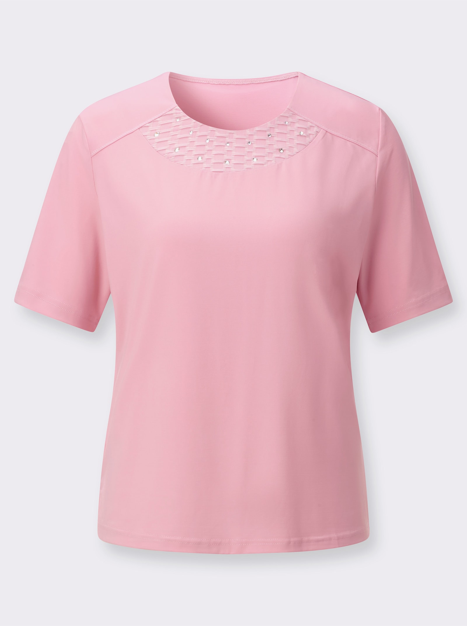 Shirt met ronde hals en schouderpas voor - roze