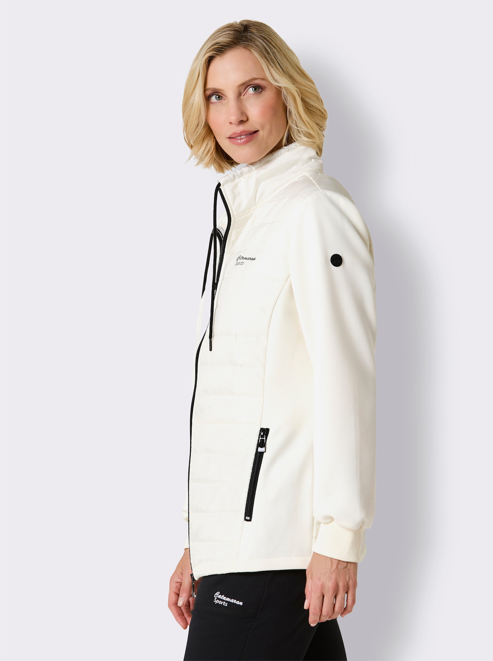 Catamaran Steppjacke im Material-Mix - champagner