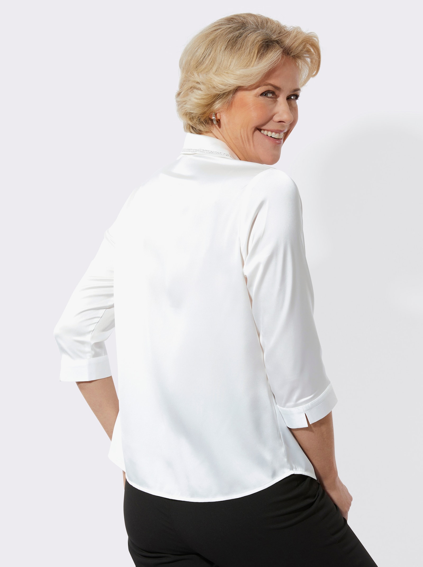 Hemdbluse in Satin-Qualität - ecru