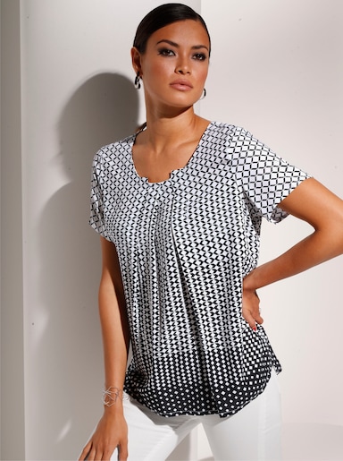 Blouse met korte mouwen - zwart/wit