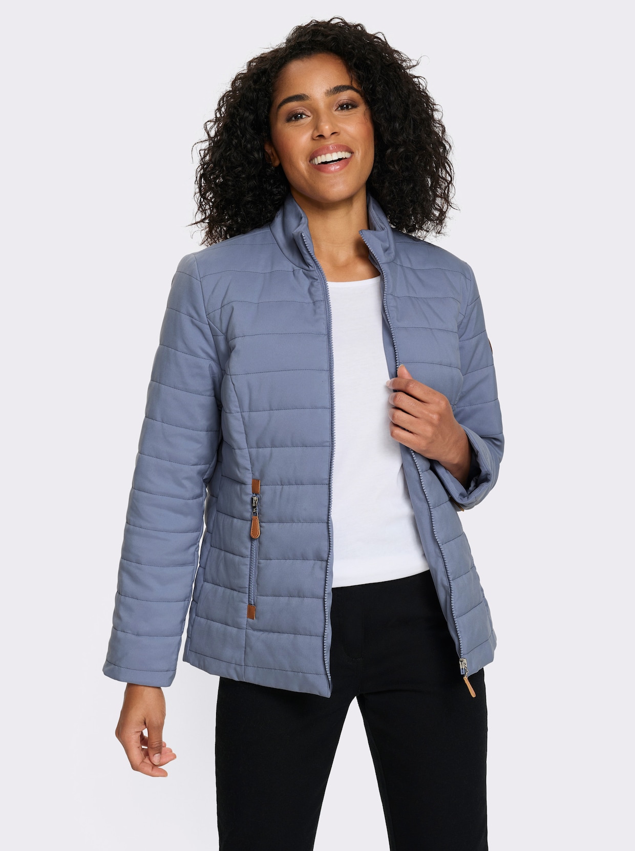 Steppjacke mit Reißverschluss-Taschen - taubenblau