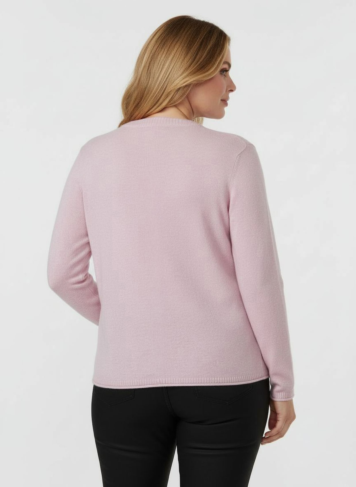 Feinstrickjacke mit Kaschmir - rosé-meliert