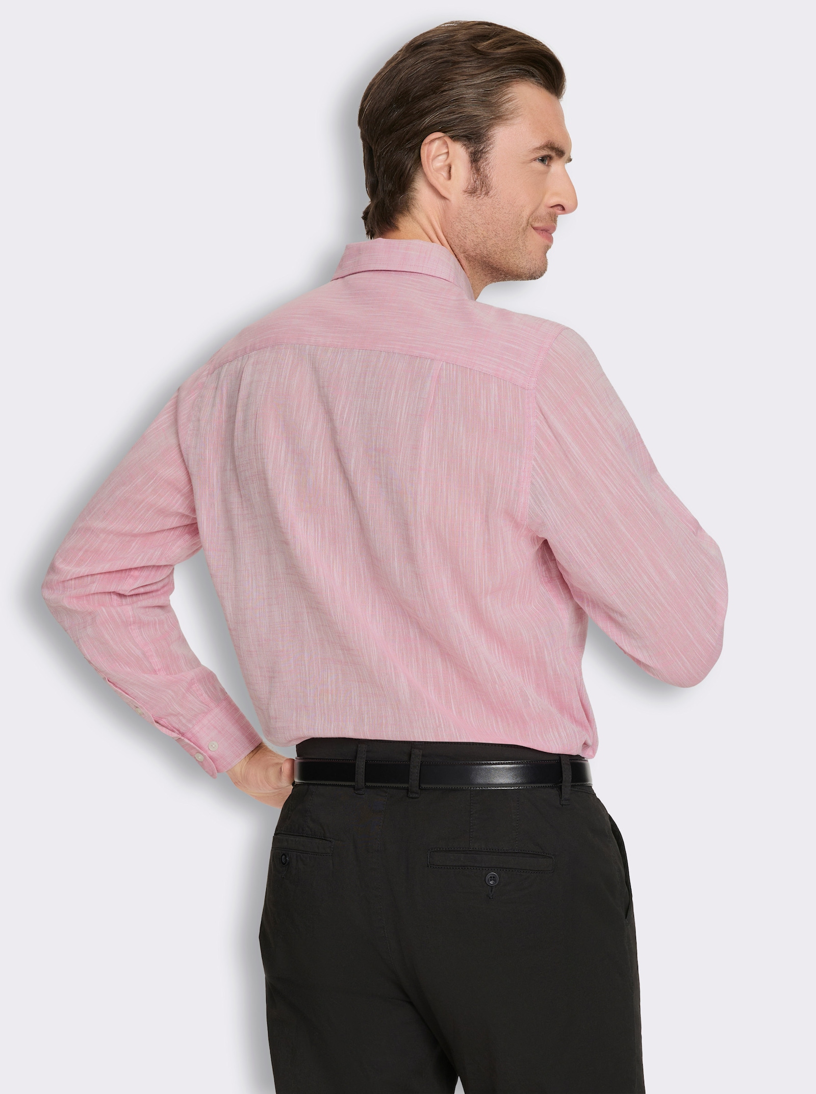Marco Donati Langarmhemd in Two-tone-Flammgarn - altrosa