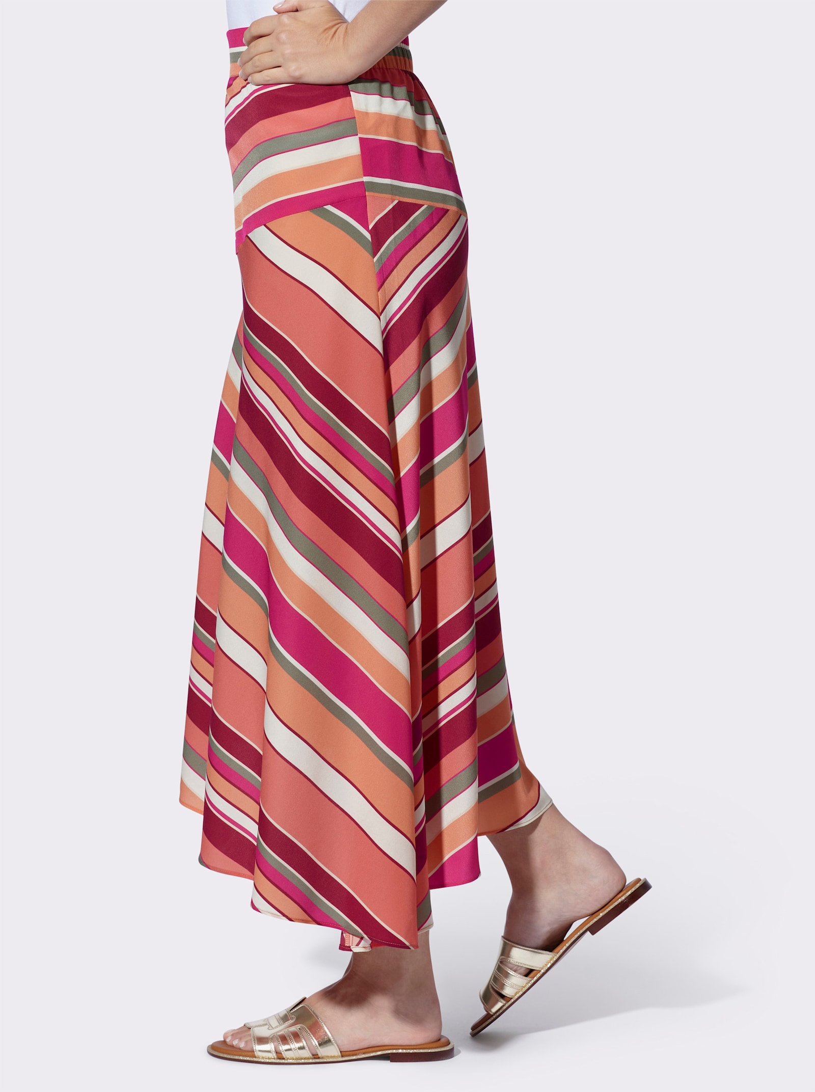 heine Jupe d'été avec motif graphique - pamplemousse-kaki imprimé