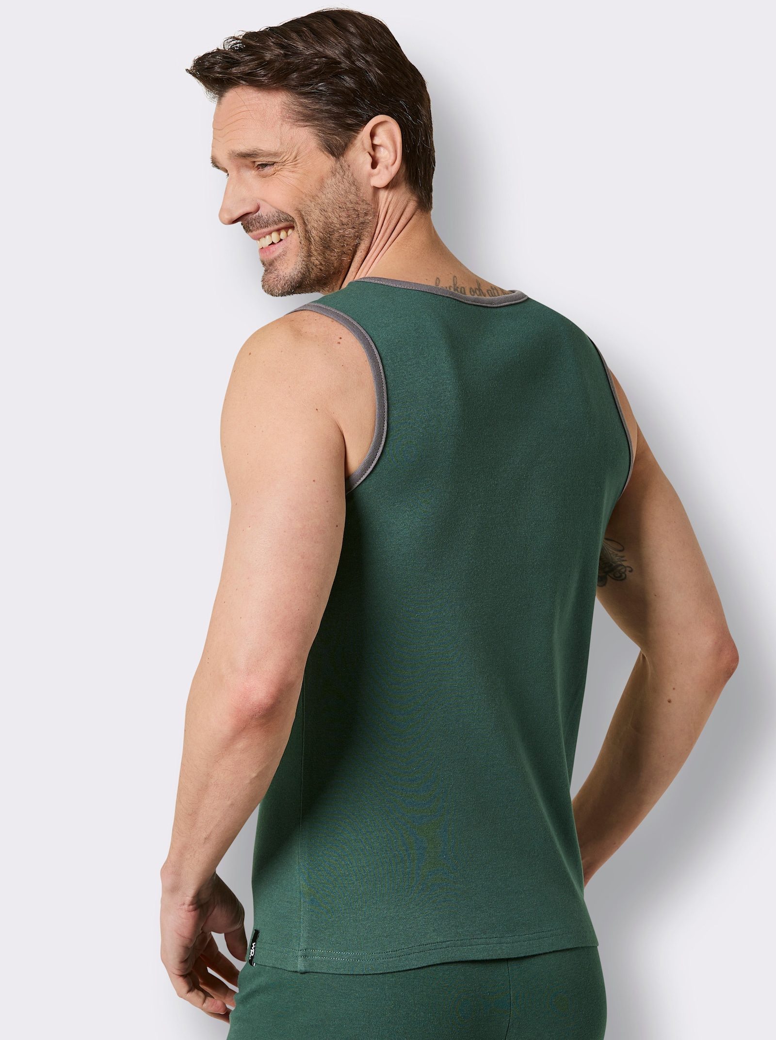 wäschepur men Unterhemd - anthrazit + moos