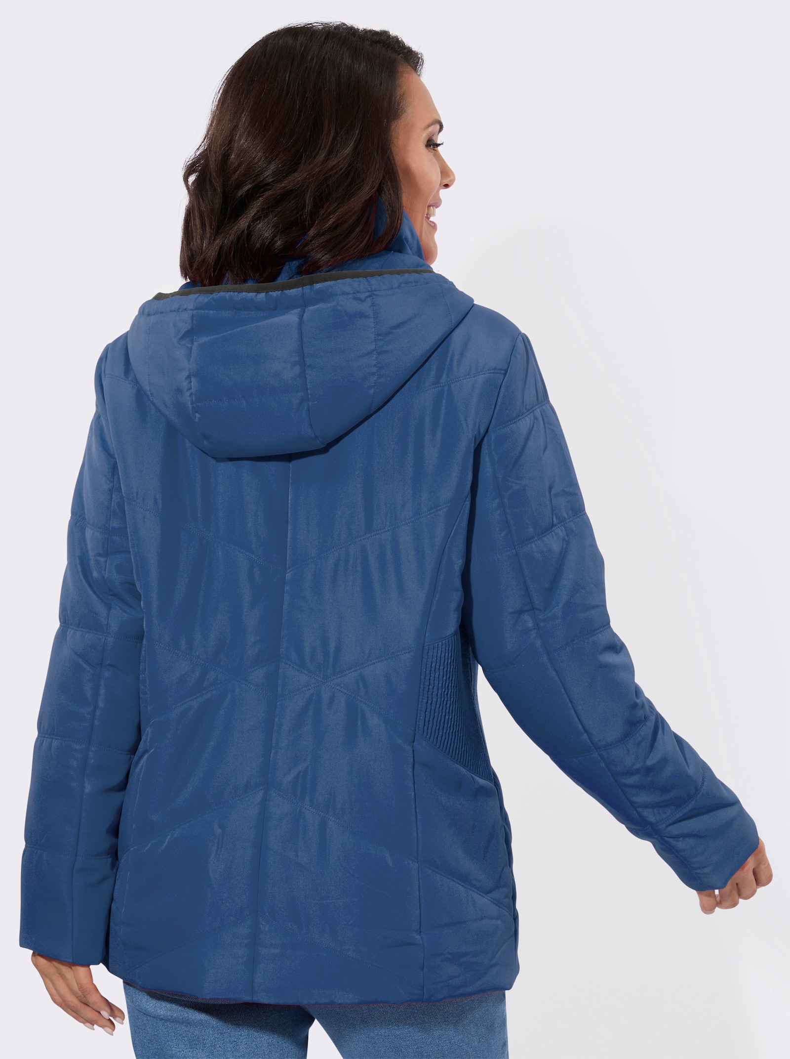 Steppjacke mit gesmokten Seitenpartien - jeansblau