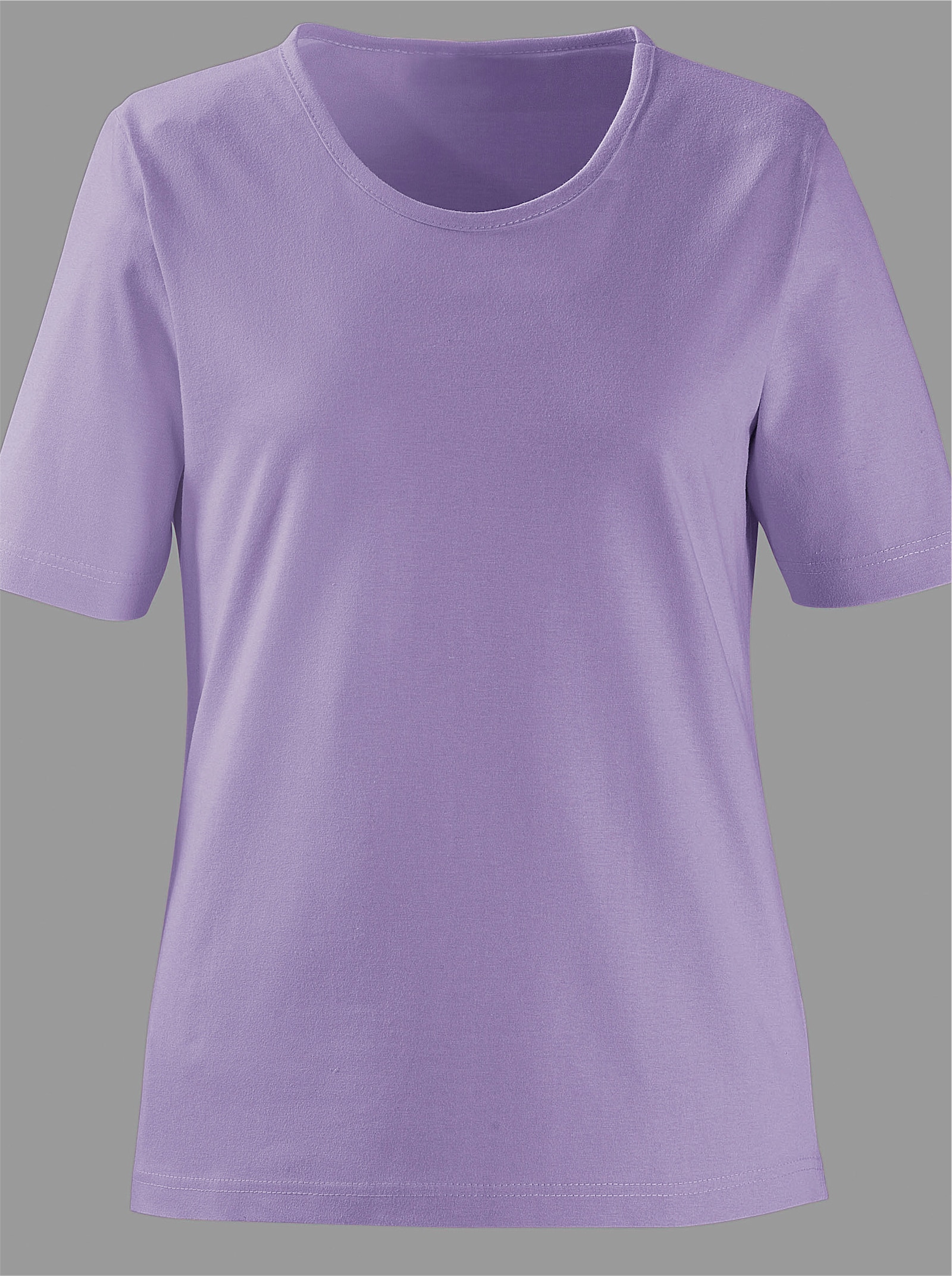 Shirt met ronde hals en rechte snit - lavendel