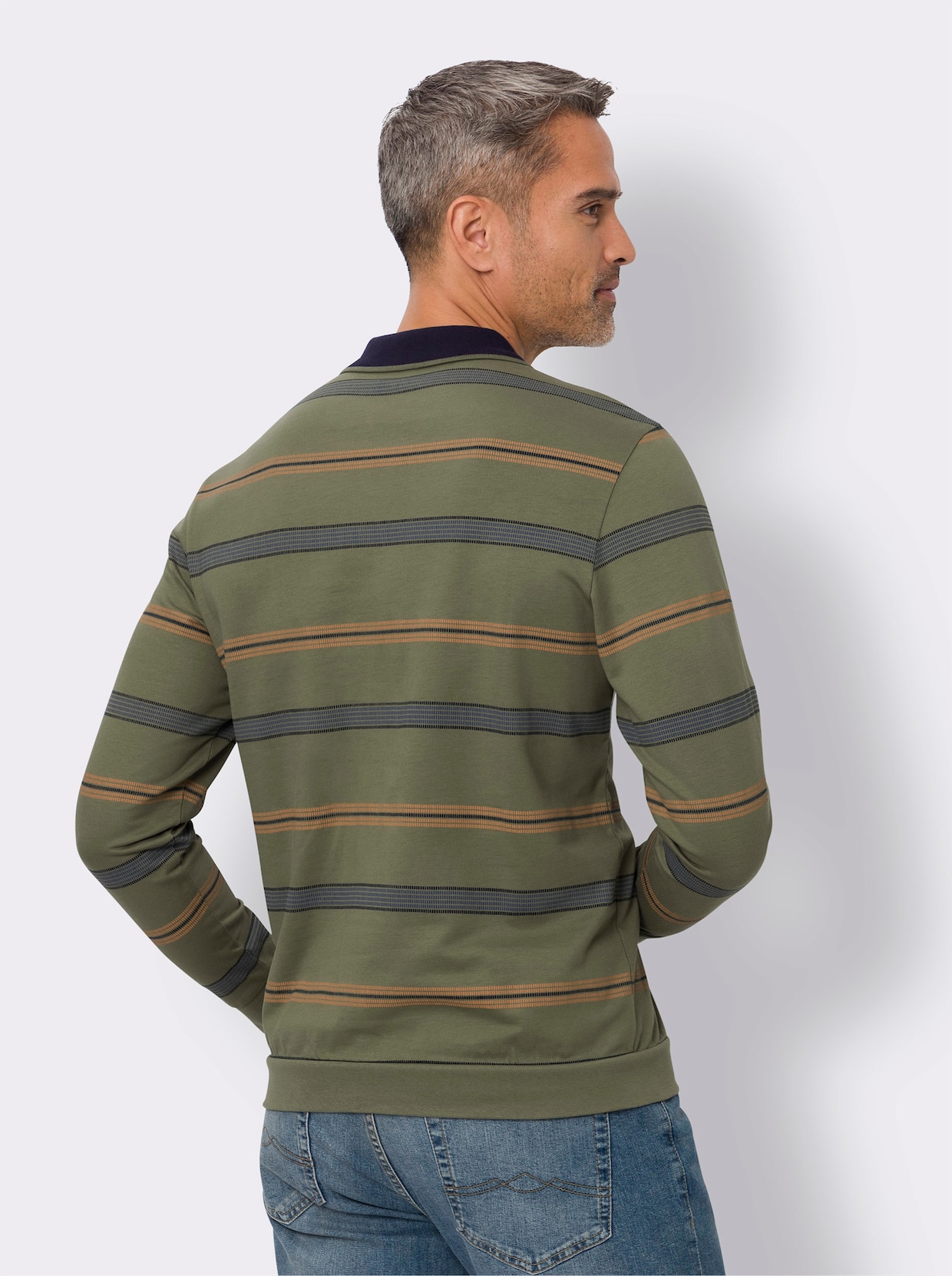 Sweatshirt - kaki gestreept