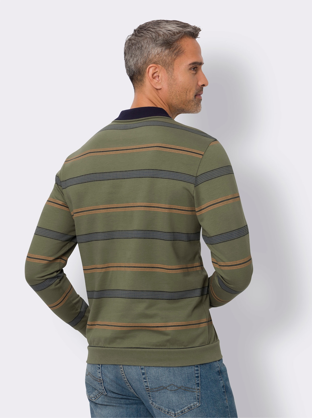 Sweatshirt - khaki-geringelt