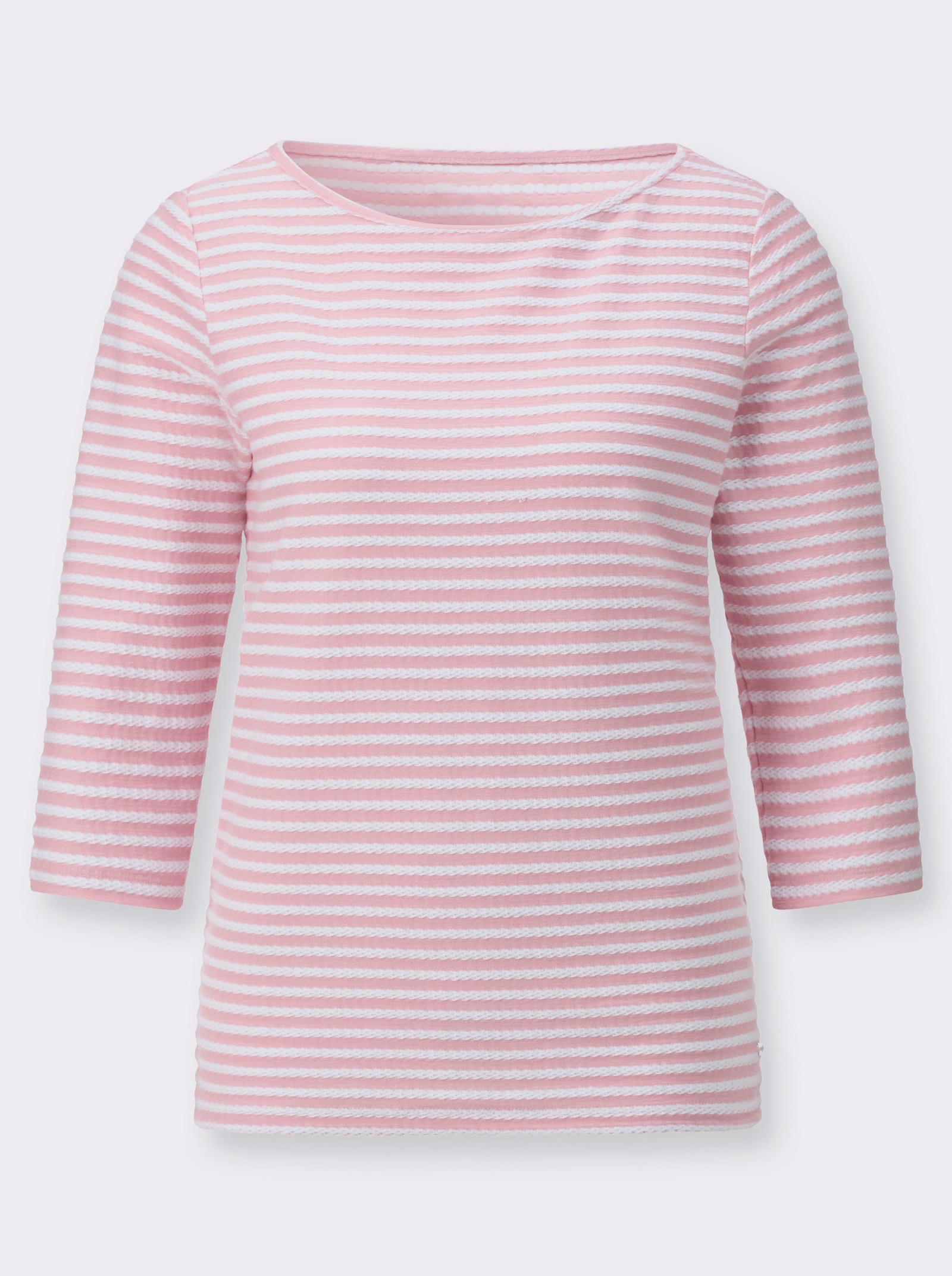 Pruh. tričko s lodičk. výstrihom - Ružové biele vynorovaný