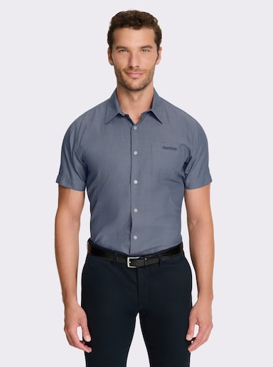 Marco Donati Kurzarmhemd mit Fleckschutz-Ausrüstung - rauchblau-meliert