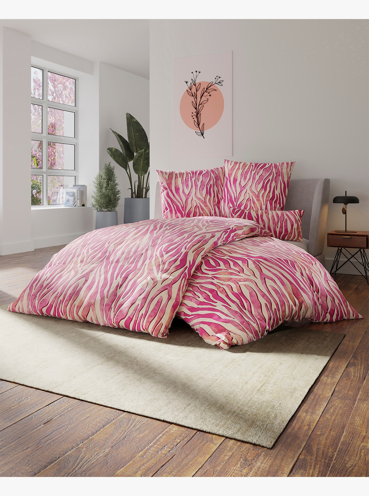 wäschepur Bettwäsche - champagner-fuchsia-bedruckt