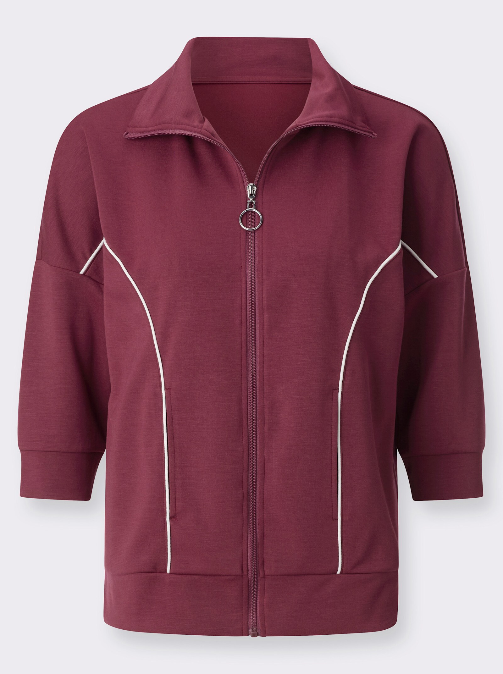 Sweatjacke mit 3/4-Ärmeln - bordeaux